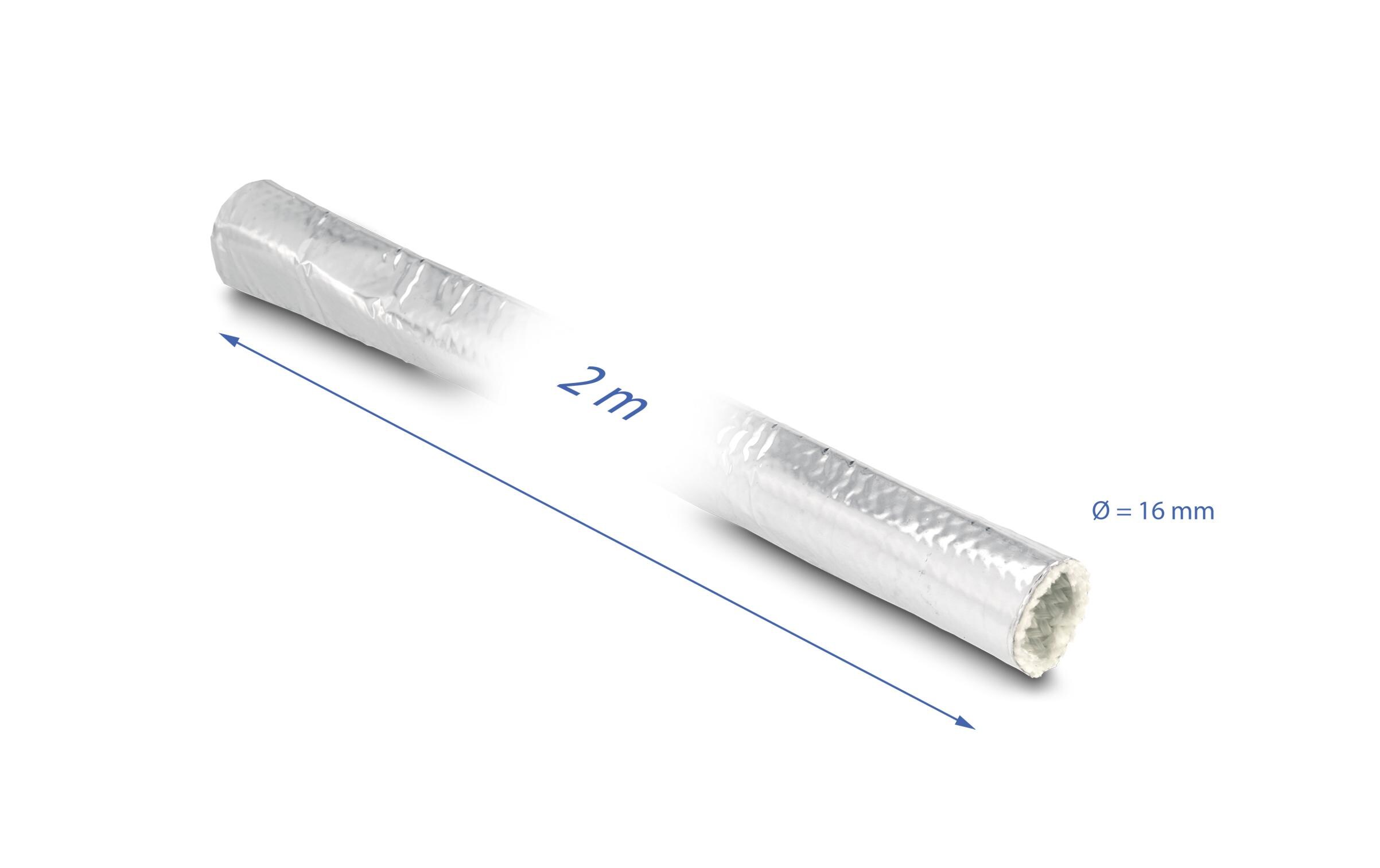 Delock Kabelschlauch aus Glasfasergeflecht / Alu 2 m x 16 mm Silber