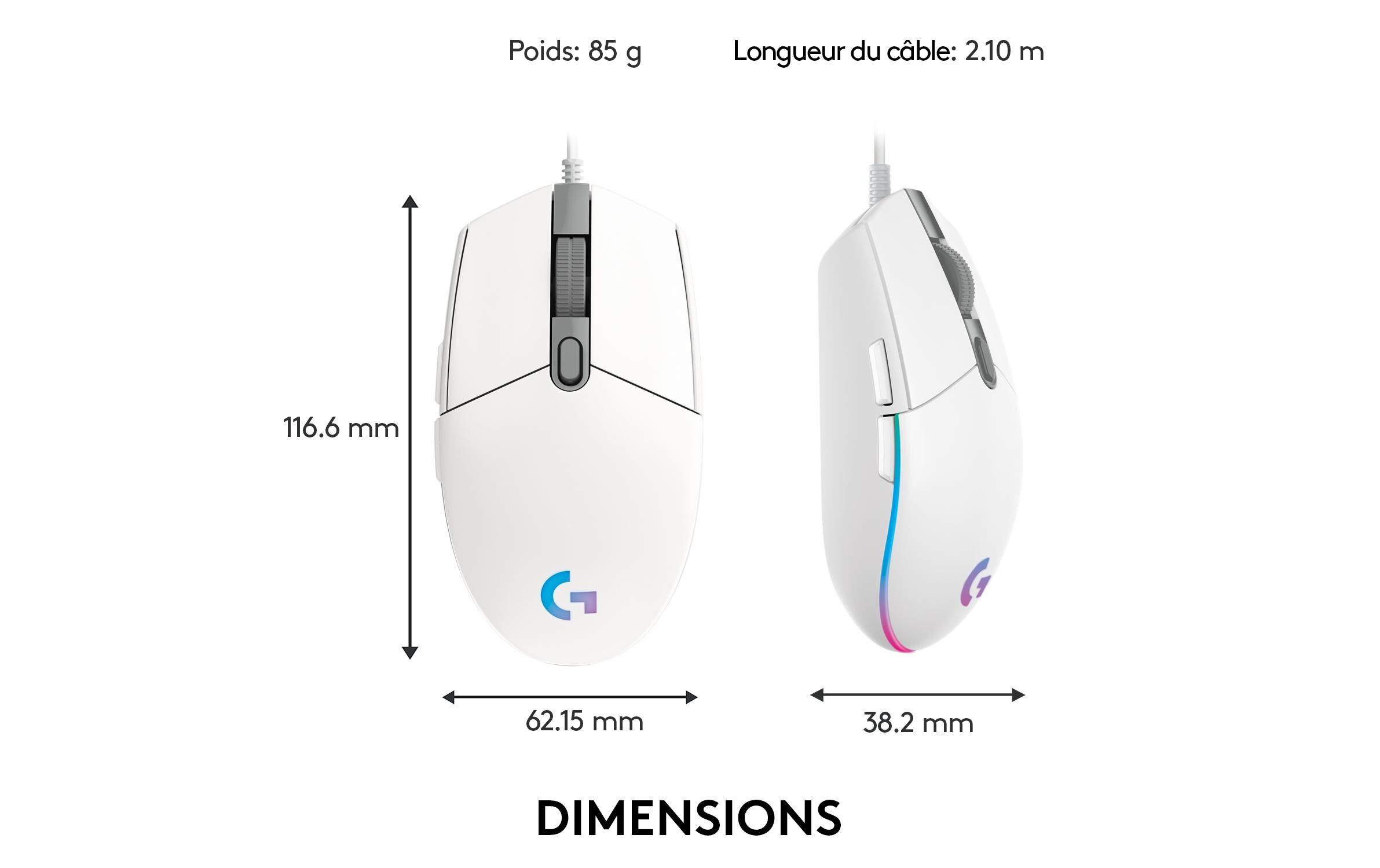 Logitech Gaming-Maus G203 Lightsync Weiss