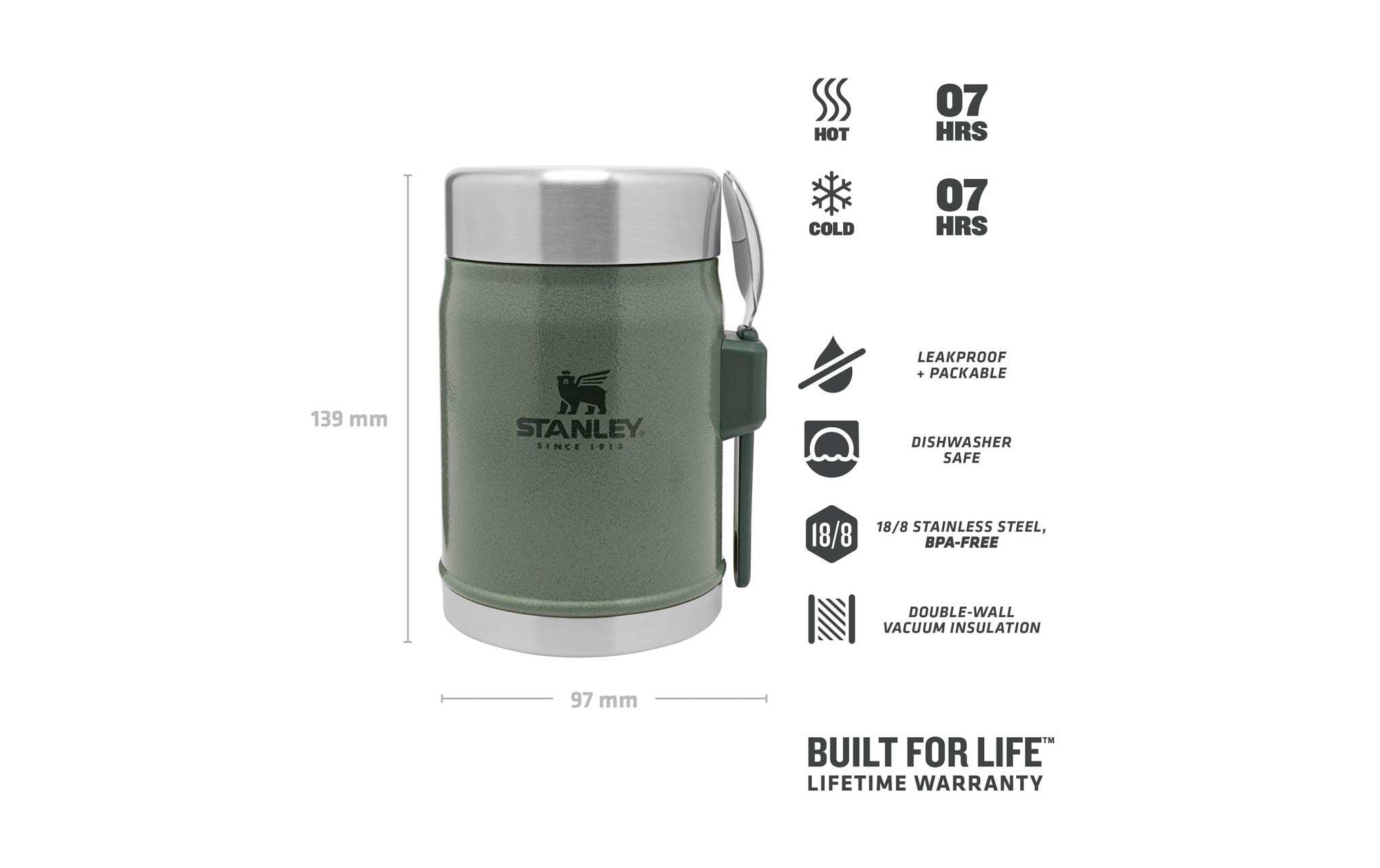 Stanley 1913 Thermo-Foodbehälter Legendary Food Jar + Spork 0.4 l, Grün