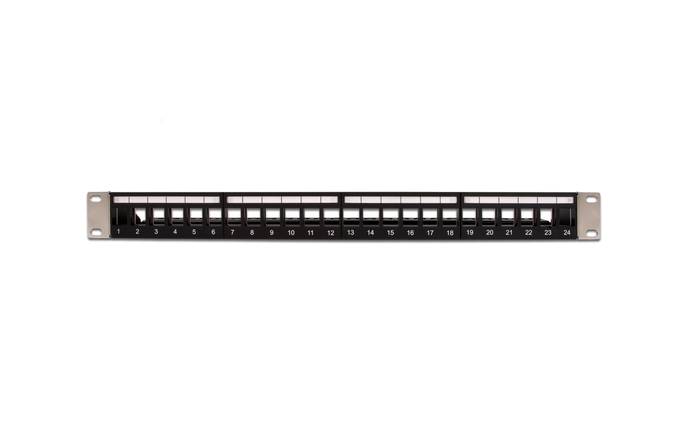 Delock Patchpanel Keystone 24 Port mit Entlastungsschiene 19 Rack