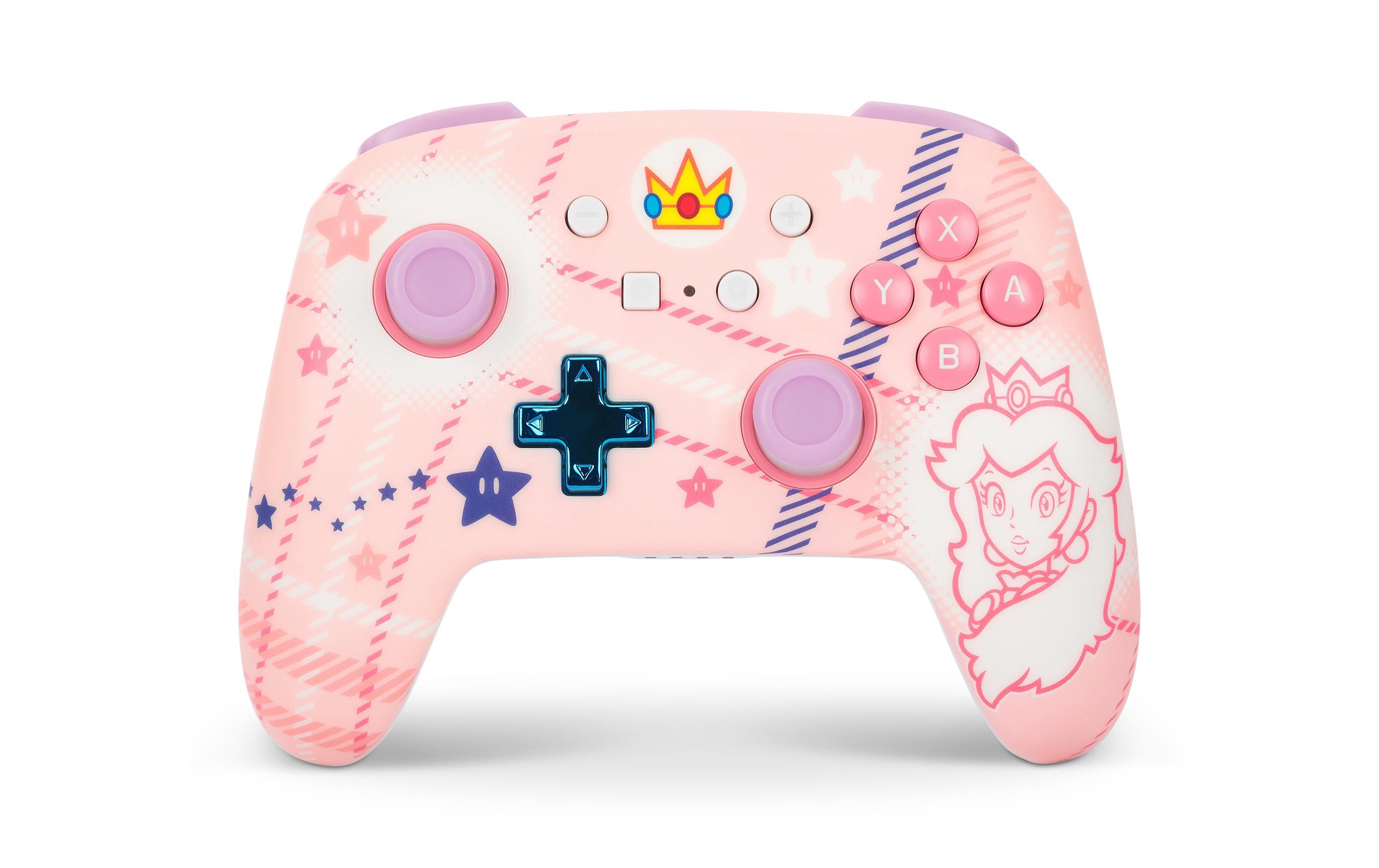 Power A Enhanced Wireless Controller Princess Peach Plaid