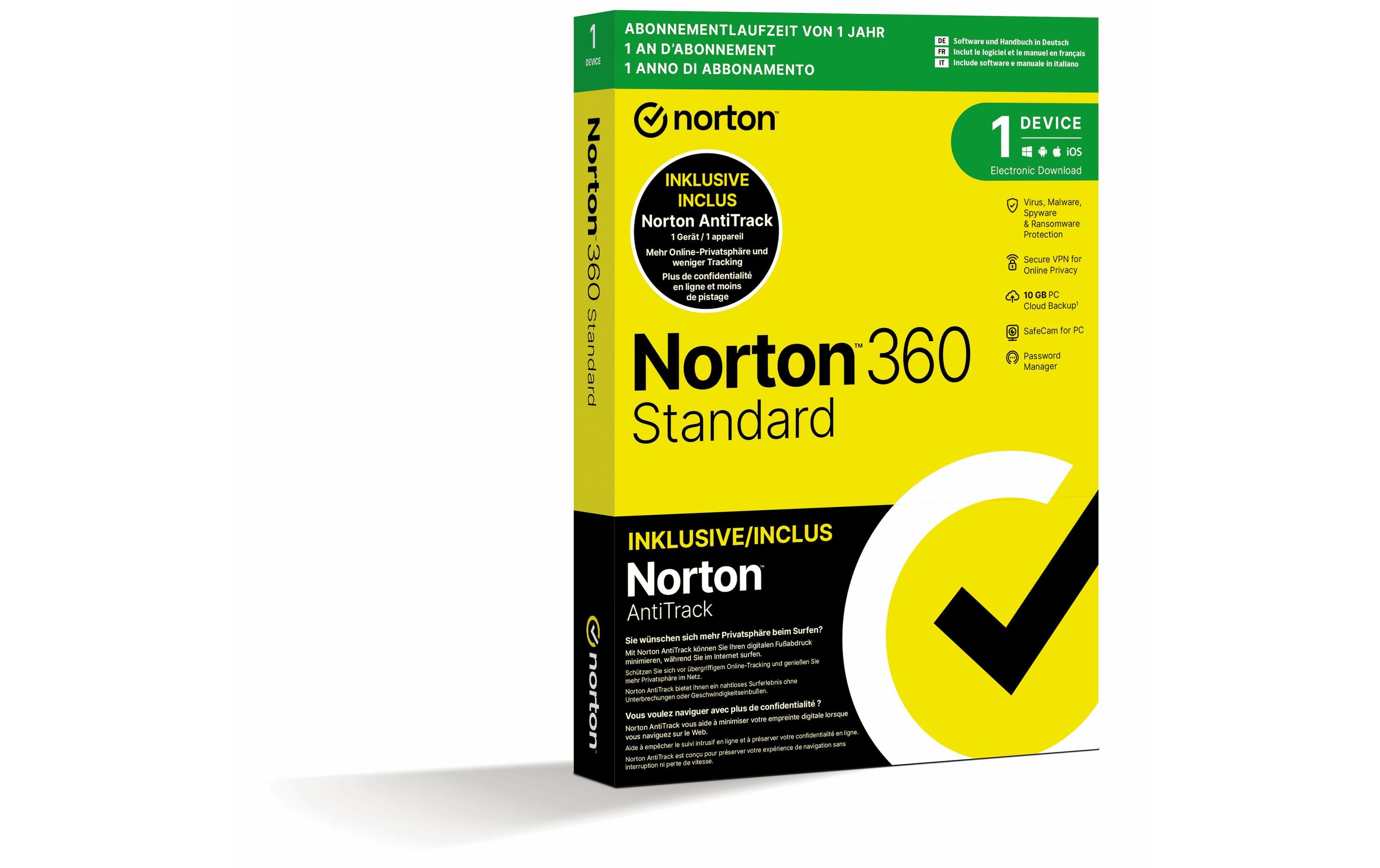 Norton 360 Standard + AntiTrack Bundle Box, 1 Dev., 1yr, 10GB Cloud