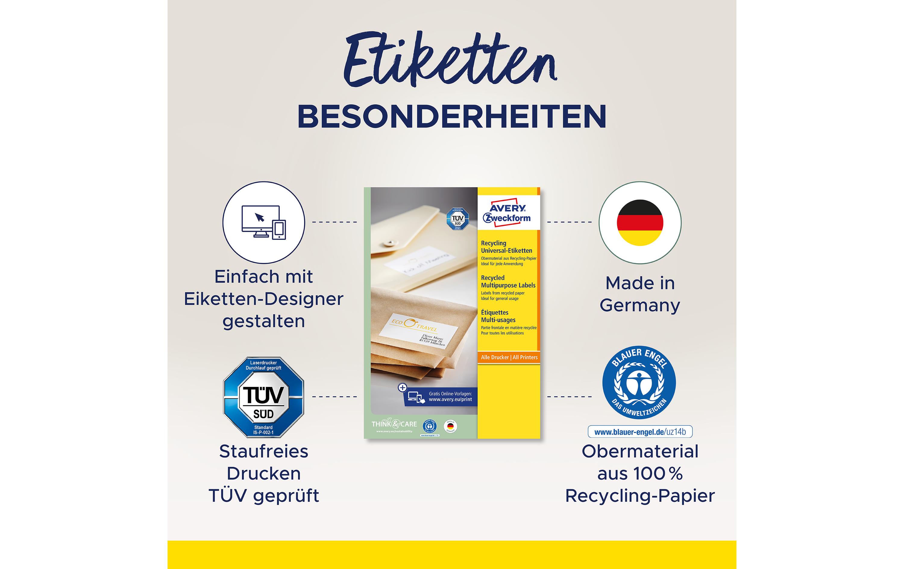 Avery Zweckform Universal-Etiketten LR3427 105 x 74 mm, 10 Blatt