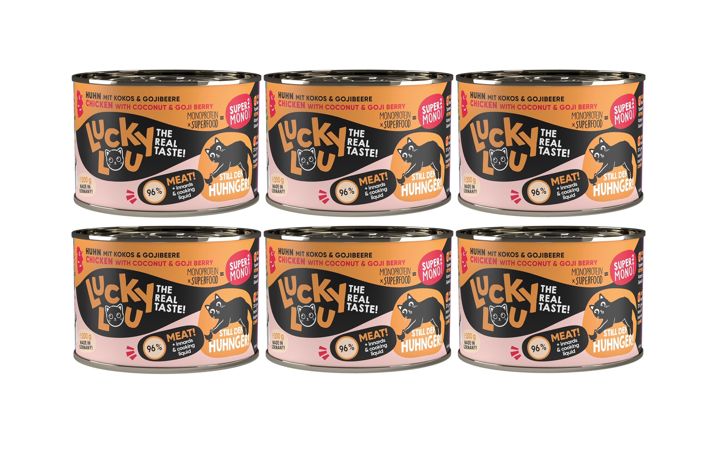 Lucky Lou Nassfutter SuperMono Huhn, 6 x 200 g