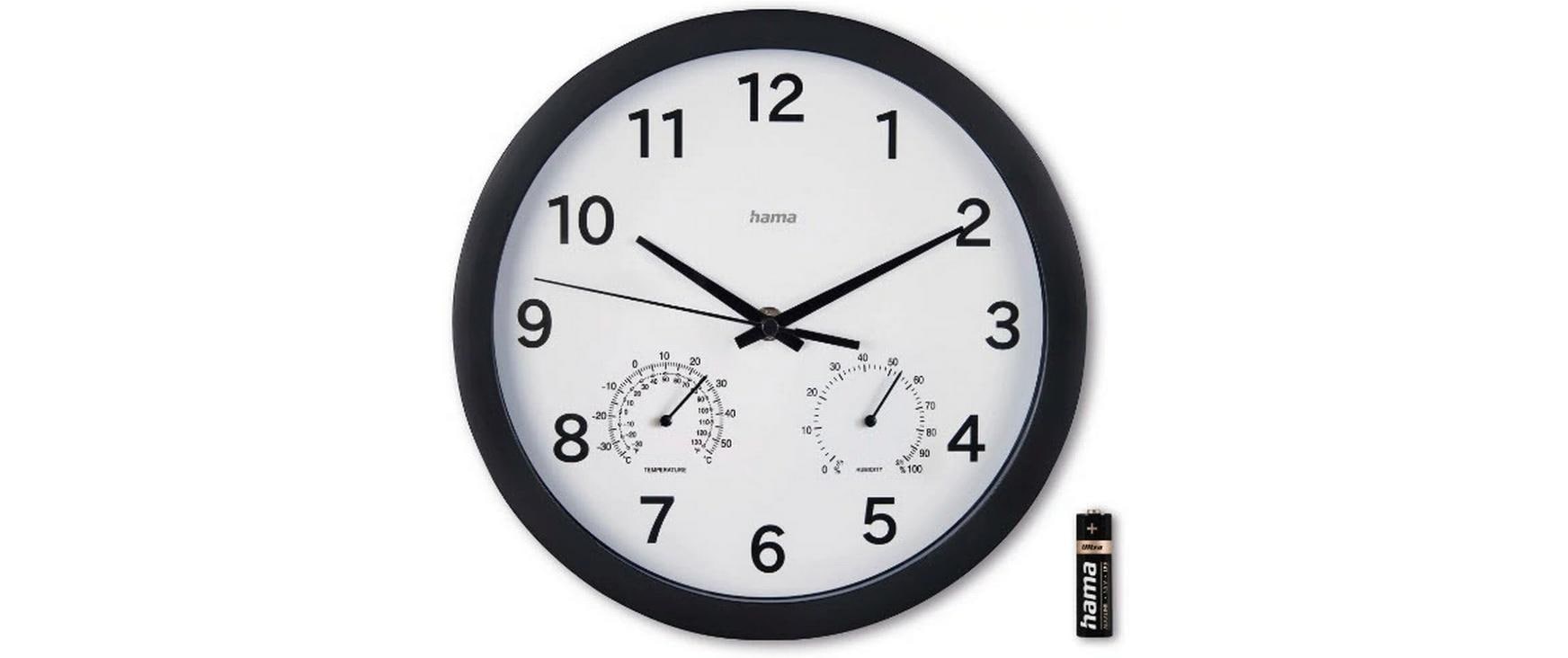 Hama Wanduhr Malta Ø 25 cm, Schwarz