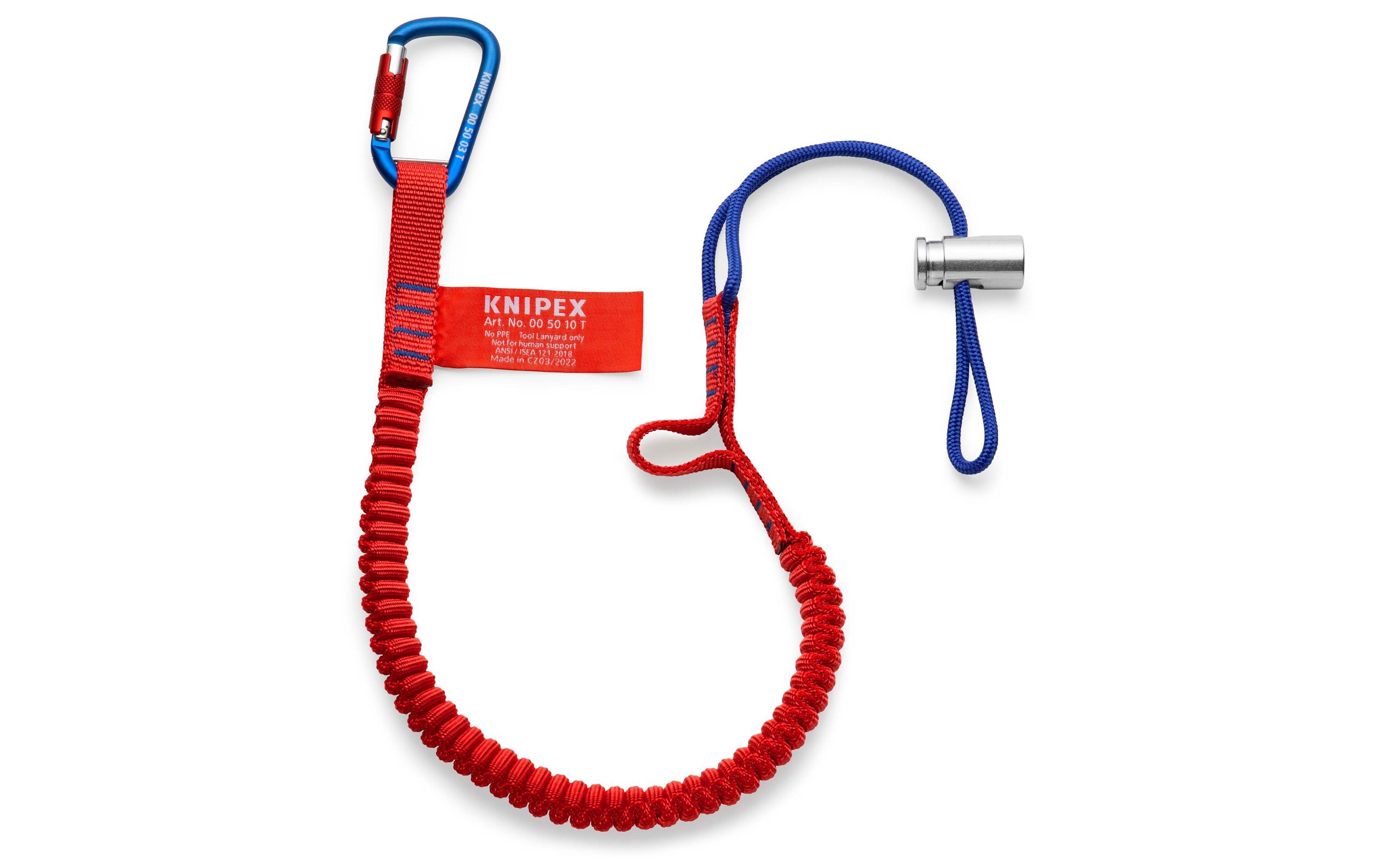 Knipex Werkzeug-Fangleine Materialkarabiner, 6 kg / 13 lbs, 90 cm