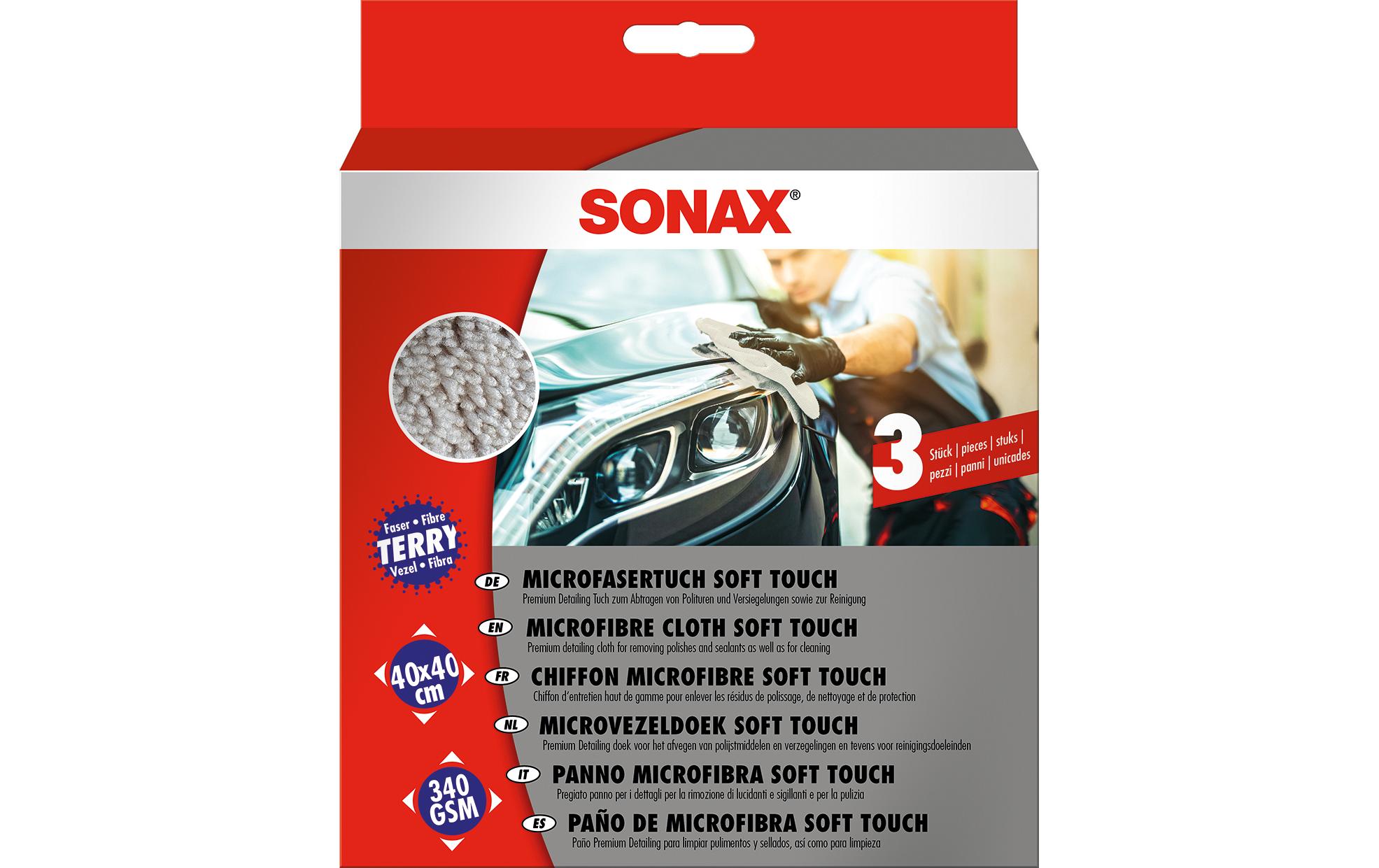 Sonax Mikrofasertuch soft touch, 40 x 40 cm, 3 Stk.