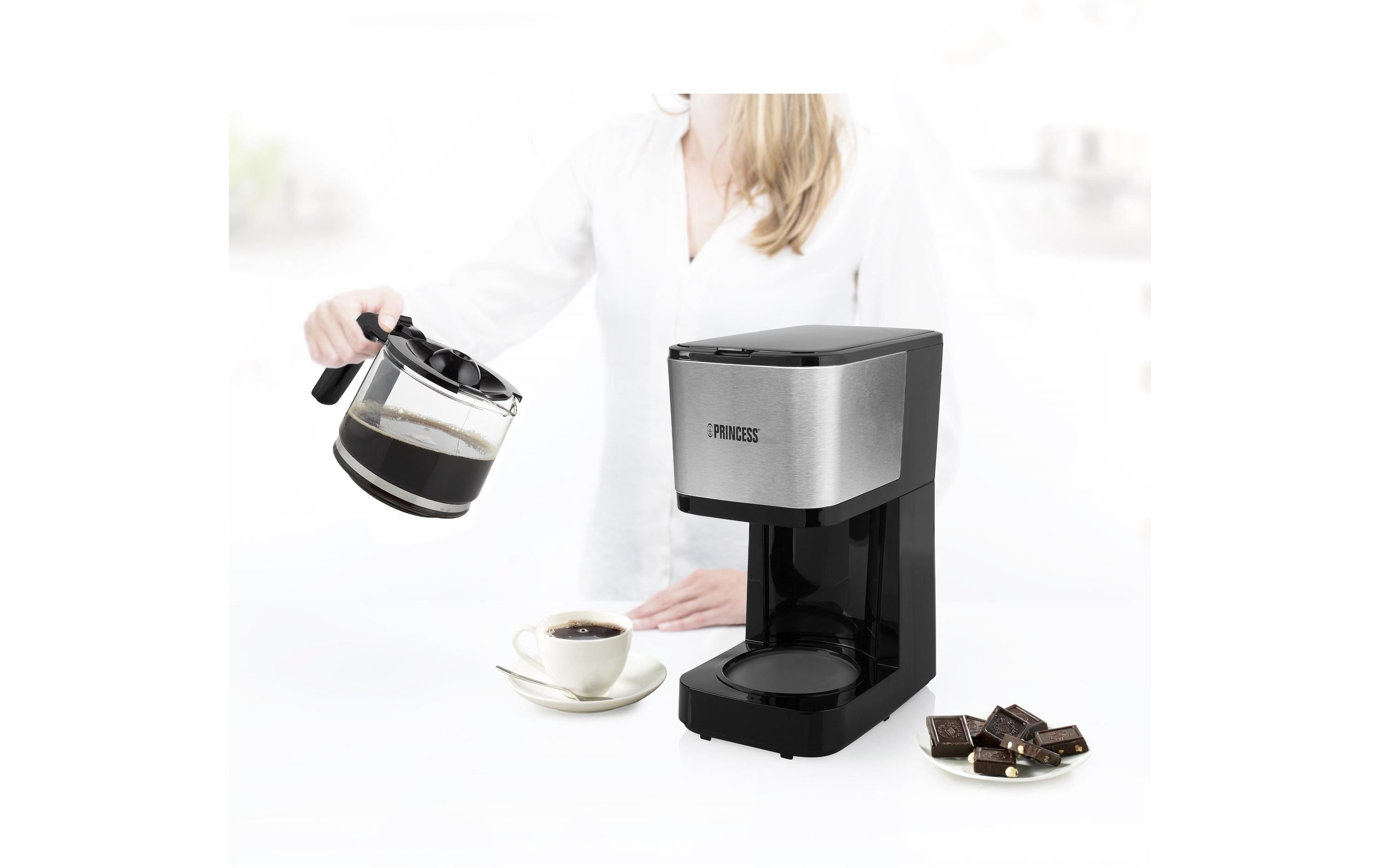 Princess Filterkaffeemaschine Compact 12 Schwarz/Silber