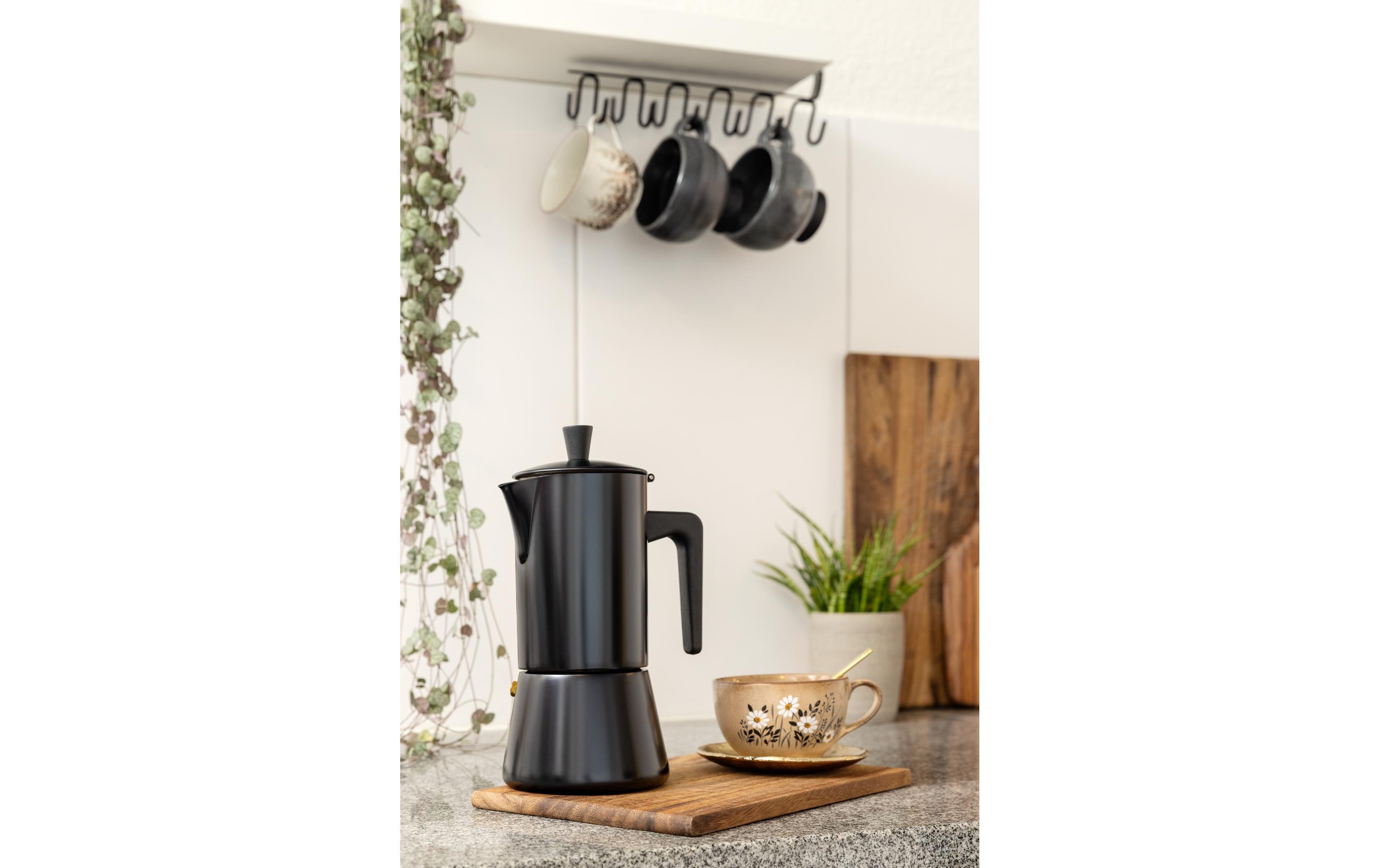 FURBER Espressokocher Chicchi 6 Tassen, Schwarz