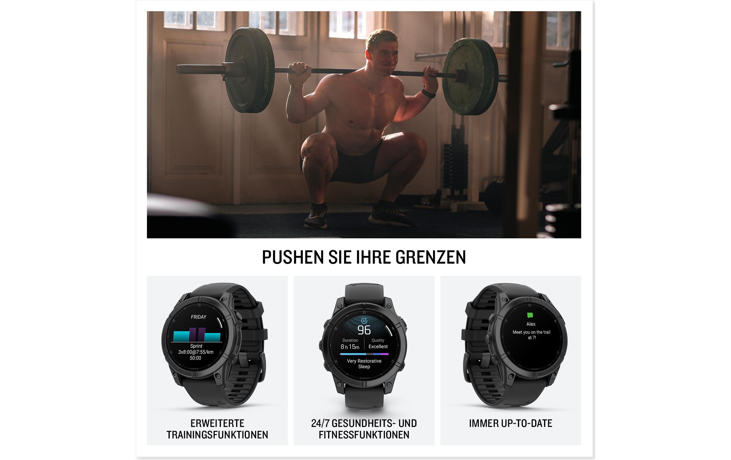 GARMIN Sportuhr Fenix E, 47 mm Schwarz