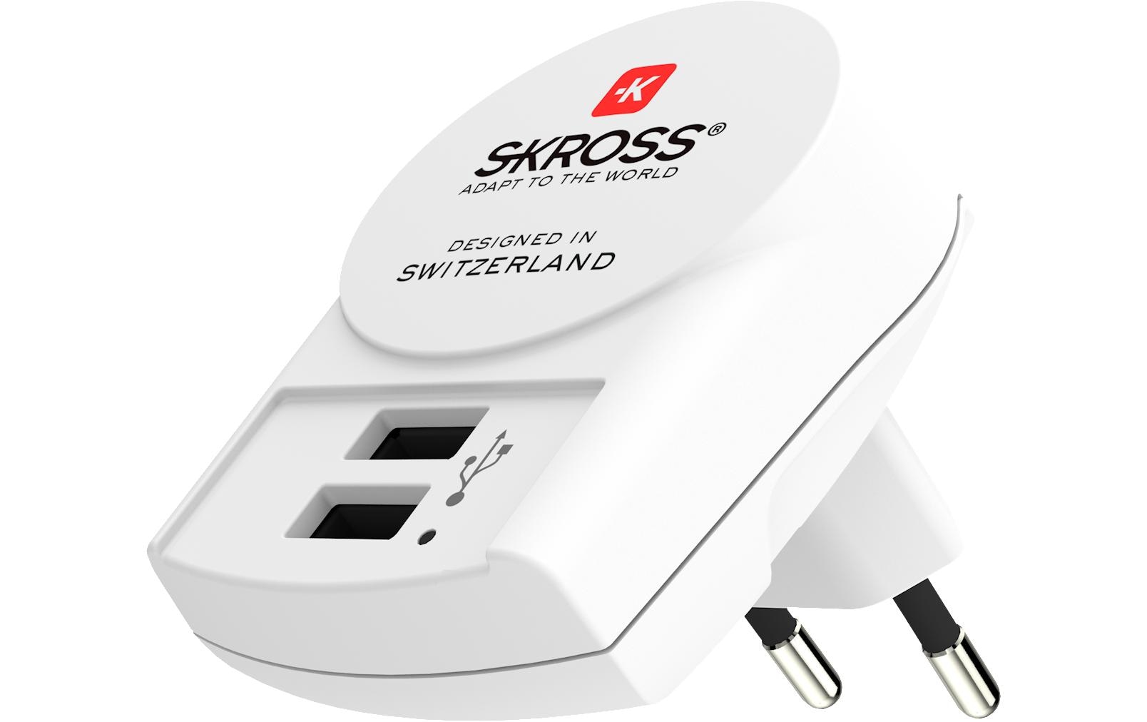 SKROSS USB-Wandladegerät Euro, 2 x USB-A, 12 W, Weiss