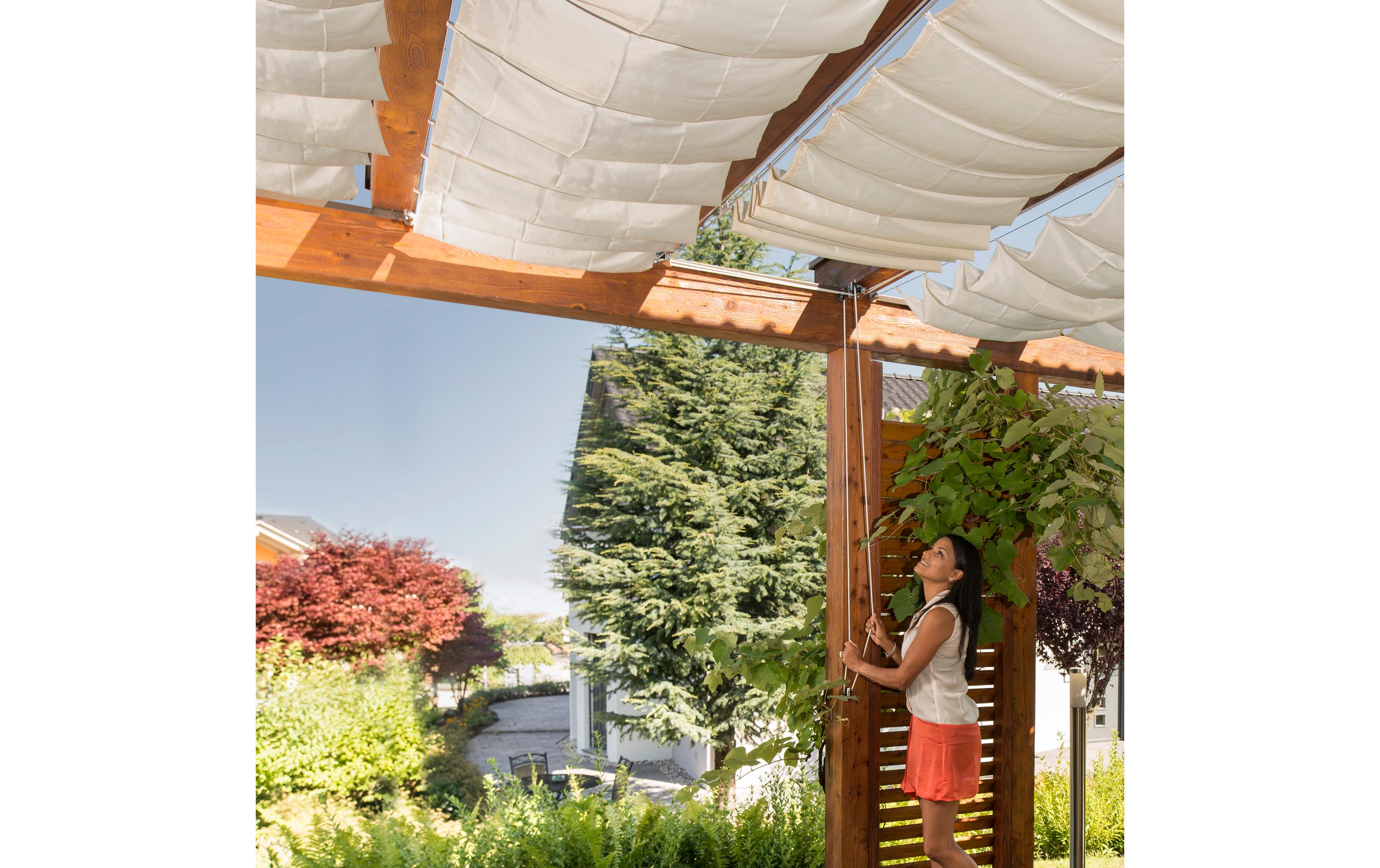 Windhager Sonnensegel-Pergola-Komplett-Set, 270 x 140 cm, Weiss