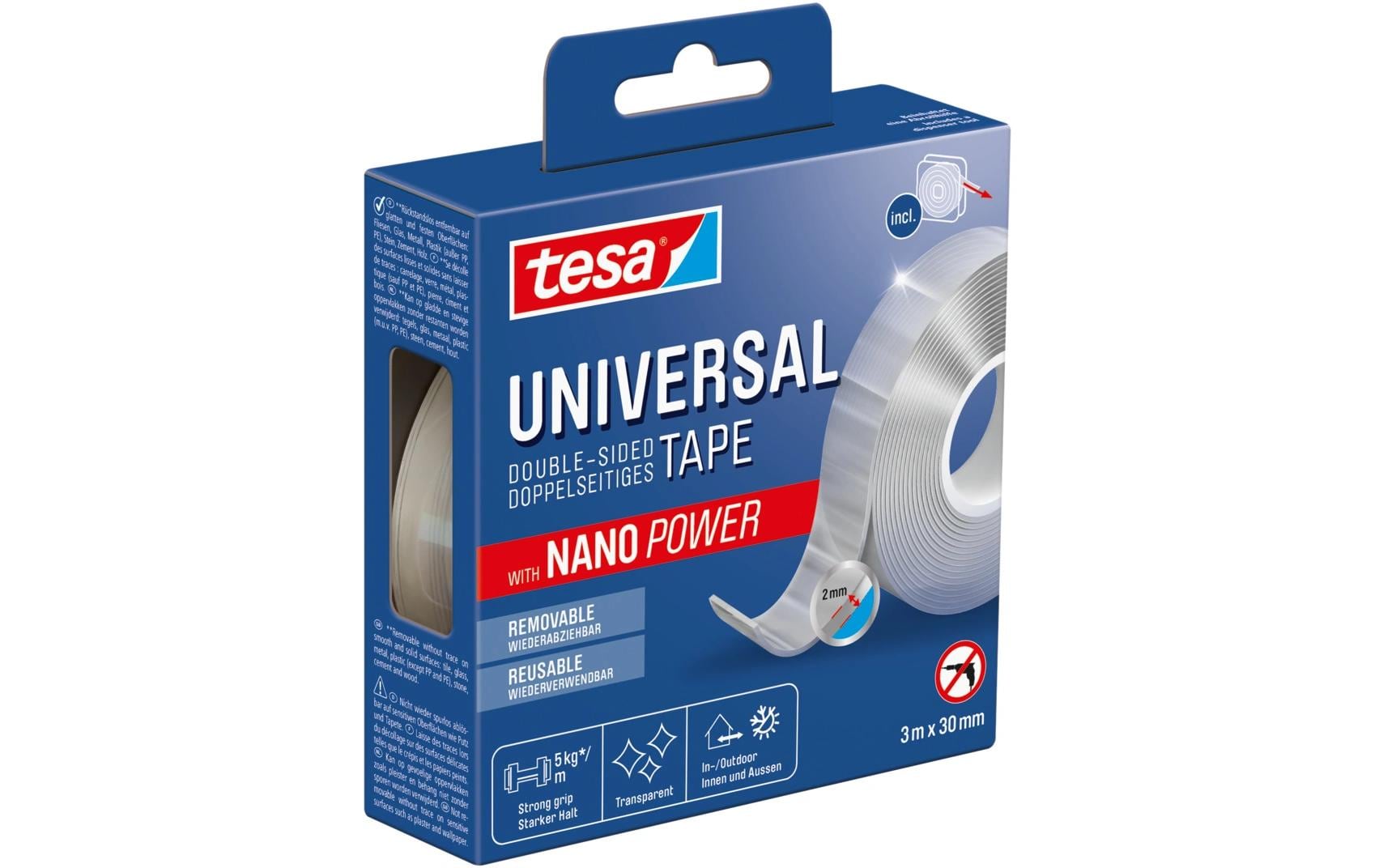 tesa Klebeband Universal Nano Tape 1 Rolle - 3 m x 30 mm