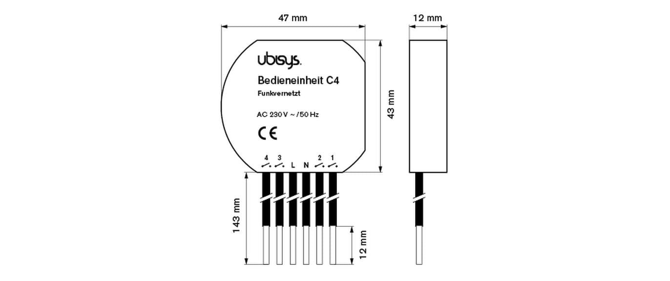 ubisys Bedieneinheit C4 ZigBee 3.0, 4-Fach