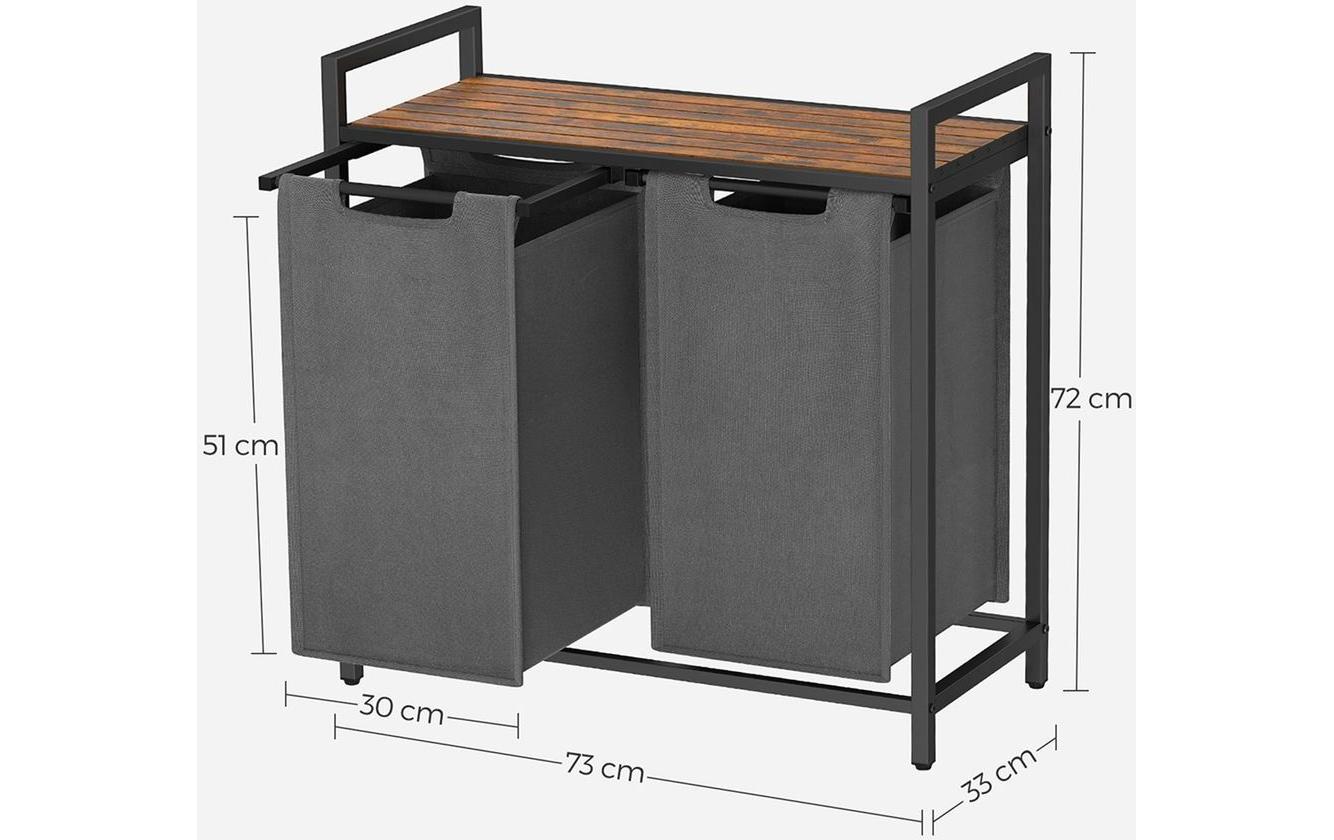 Songmics Wäschekorb 2 Fächer Grau