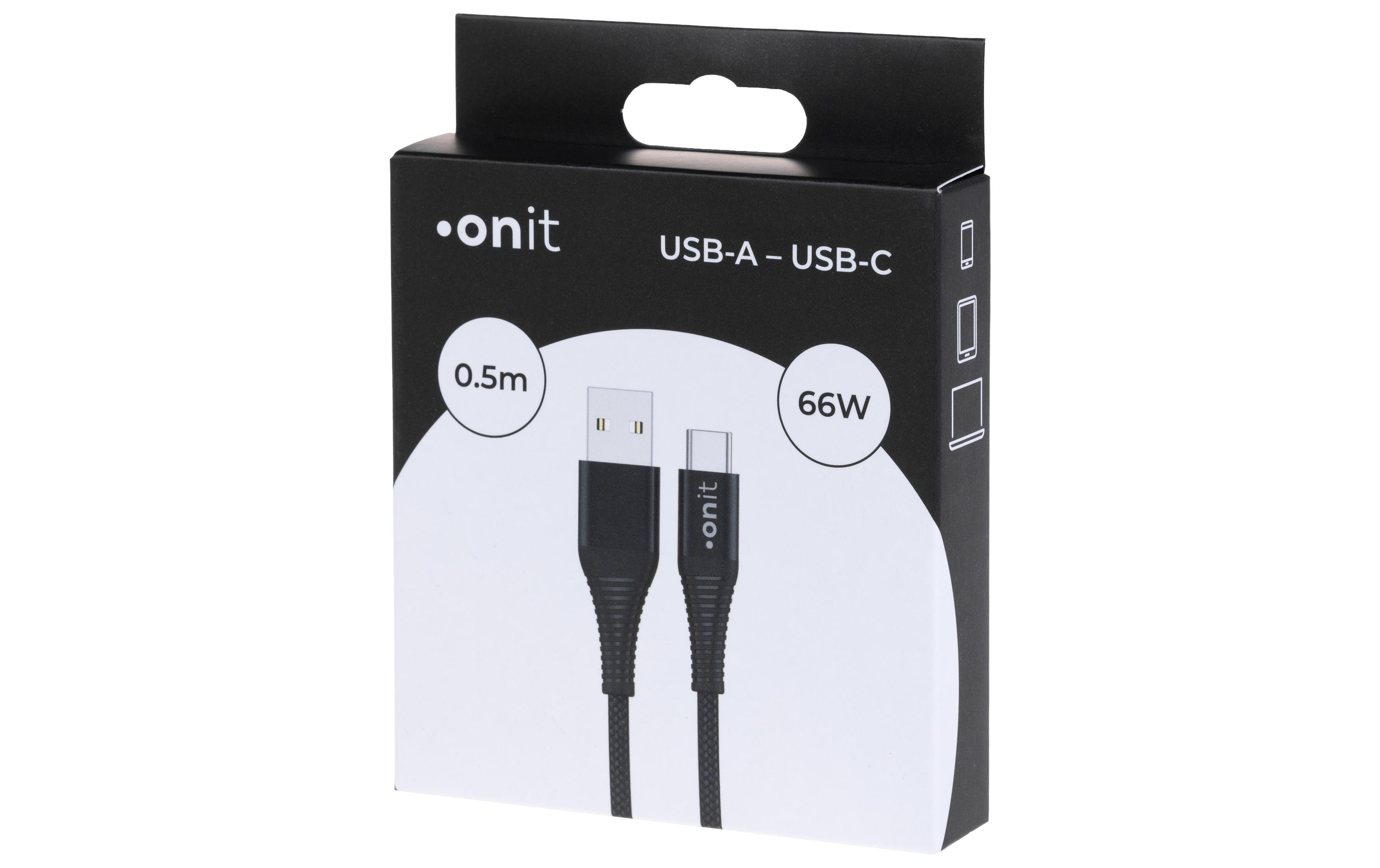 onit USB 2.0-Kabel USB A - USB C 0.5 m, Schwarz