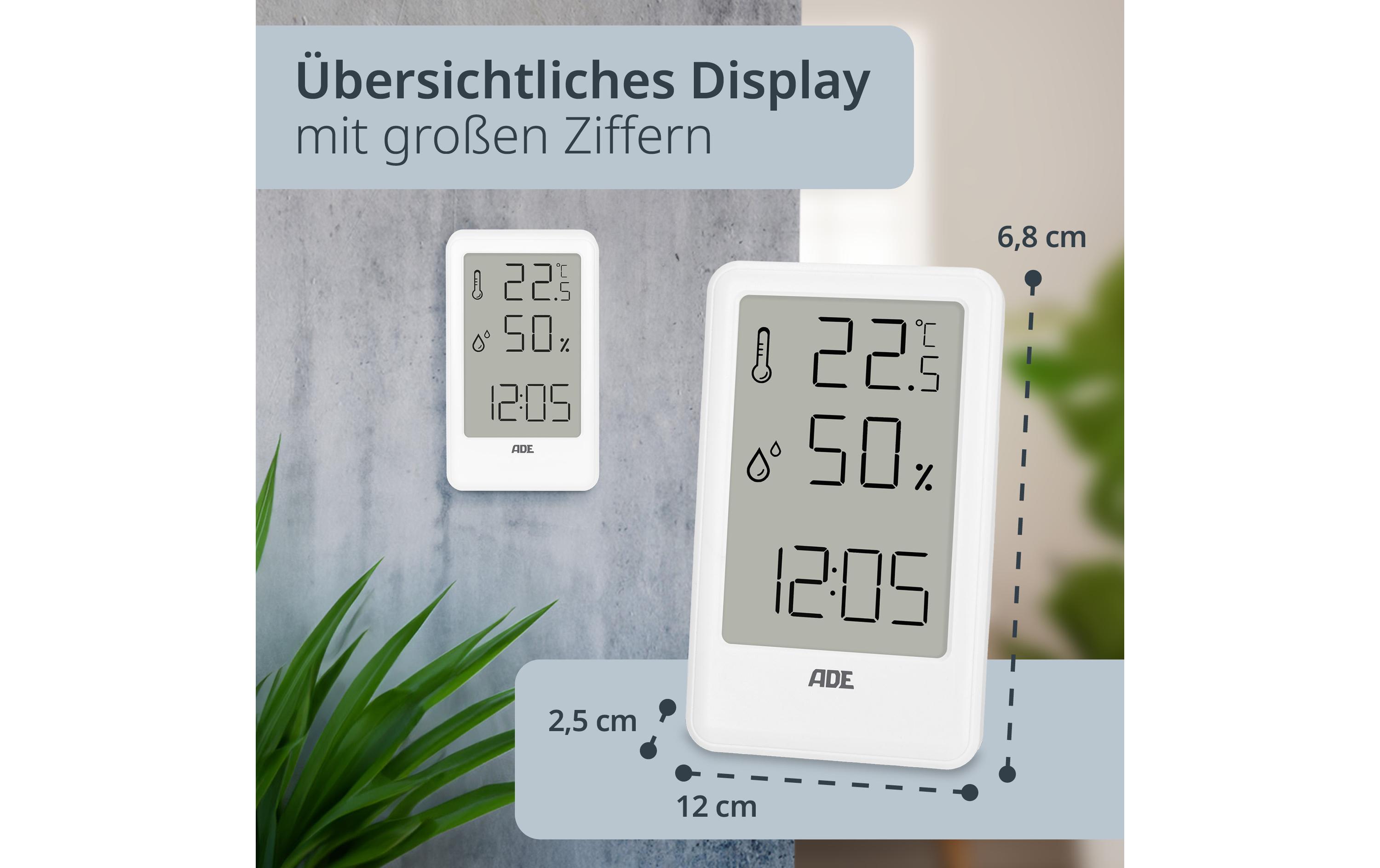 ADE Wetterstation Thermo-Hygrometer 11 cm, Weiss