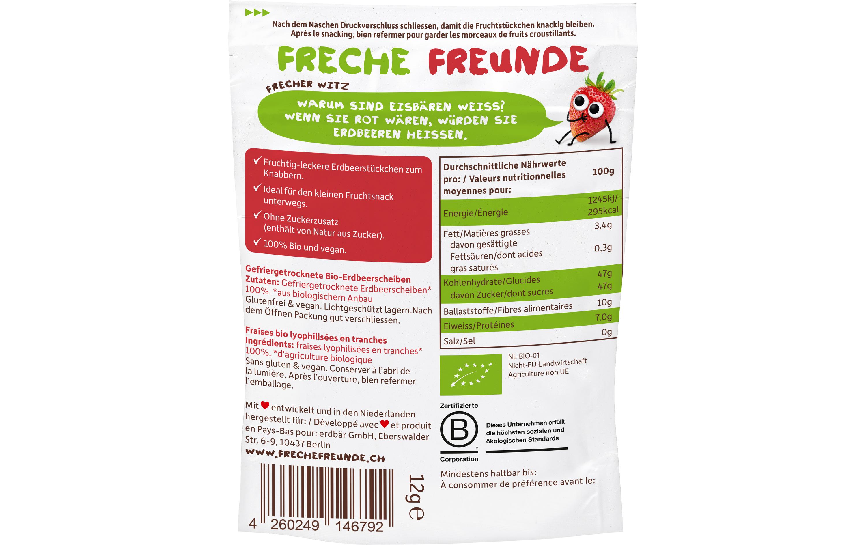 Freche Freunde Knabberspass Fruchtchips Erdbeere 8x 12 g