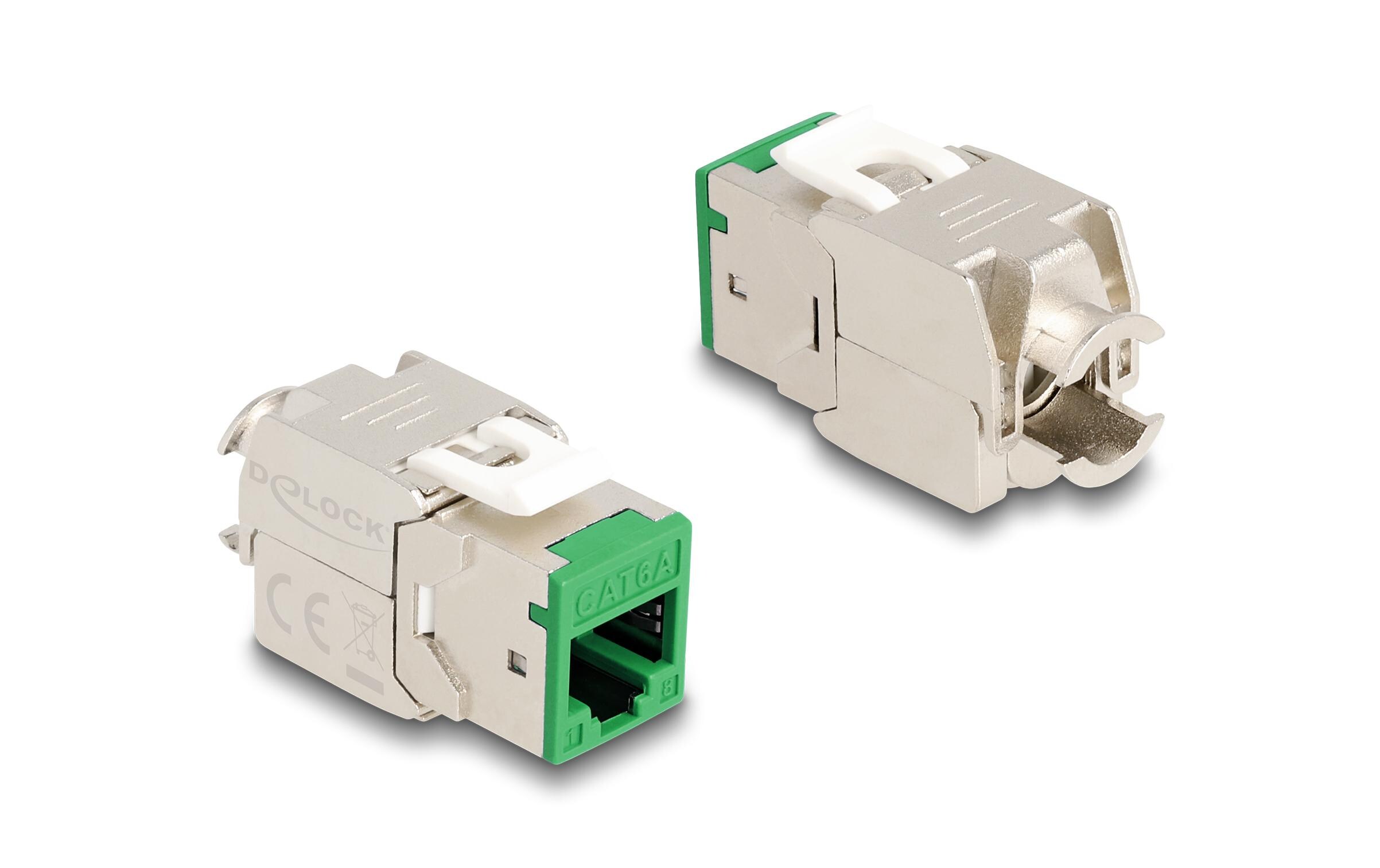 Delock Keystone-Modul RJ45 zu LSA Cat.6A Grün, 10 Stück