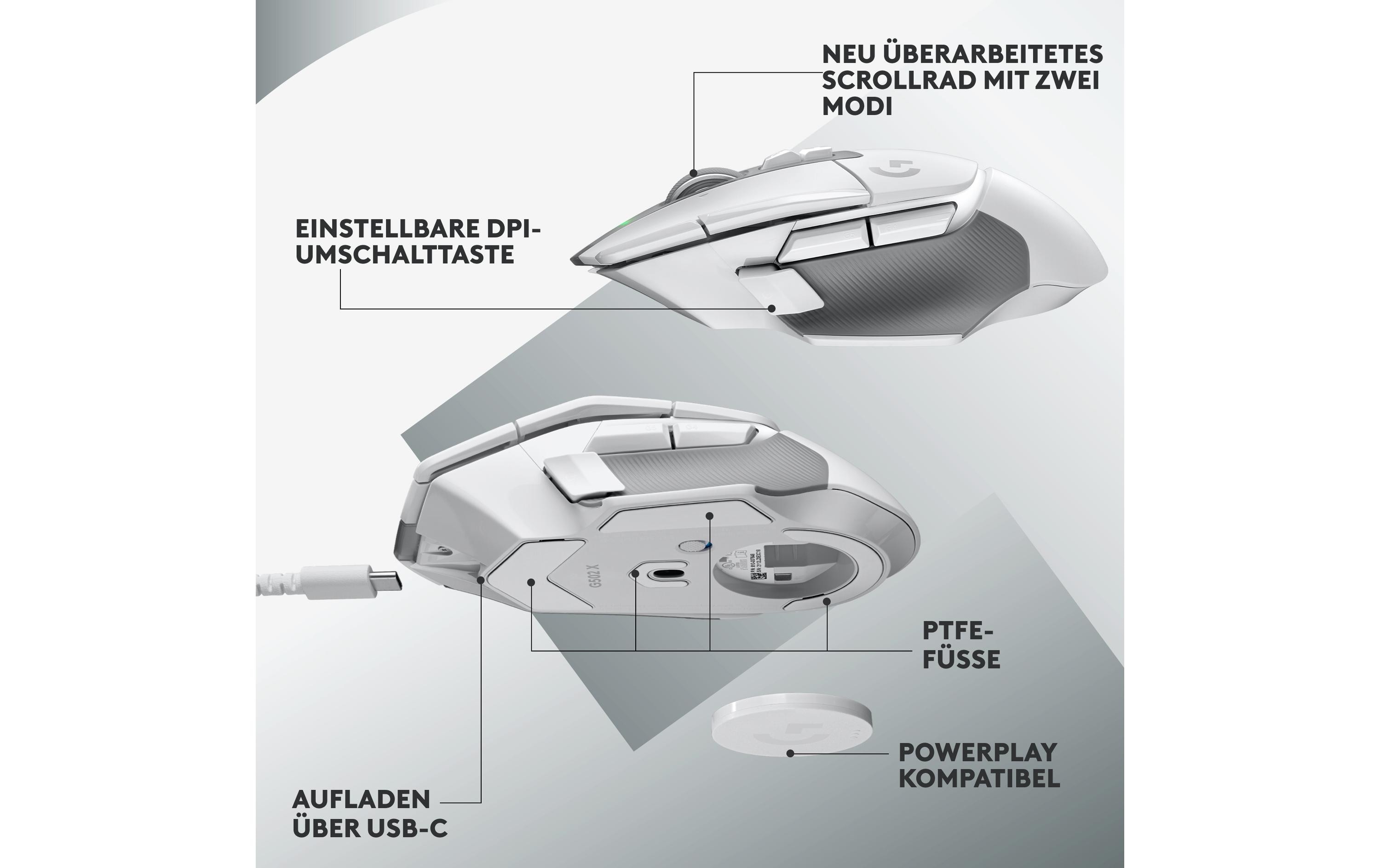 Logitech Gaming-Maus G502 X Lightspeed Weiss