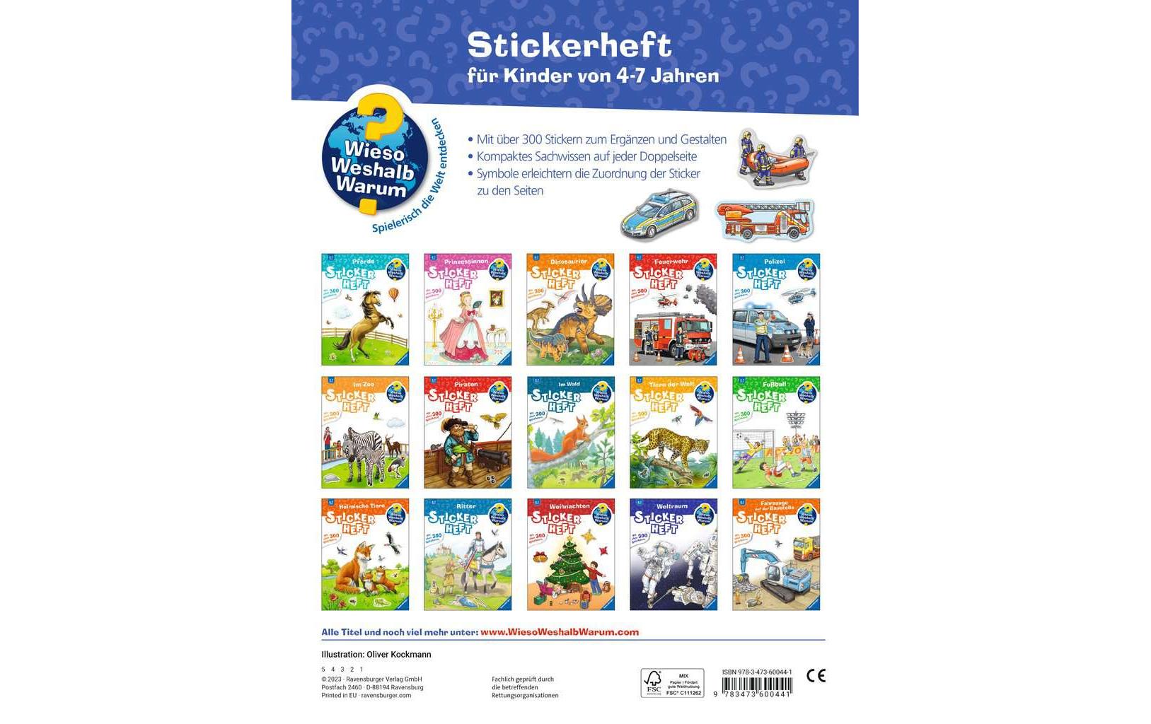 Ravensburger WWW Stickerheft: Einsatzfahrzeuge