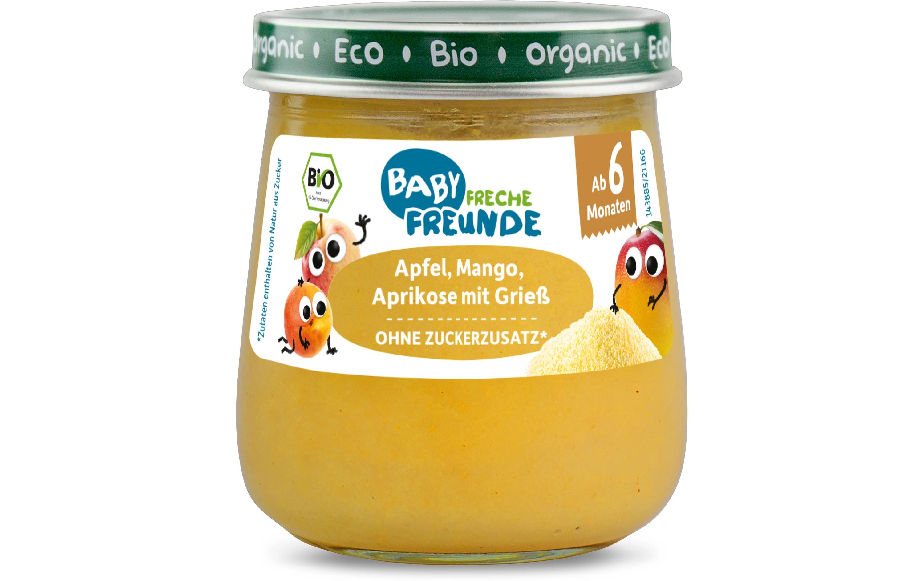 Freche Freunde Früchte Apfel, Mango, Aprikose & Griess 120 g