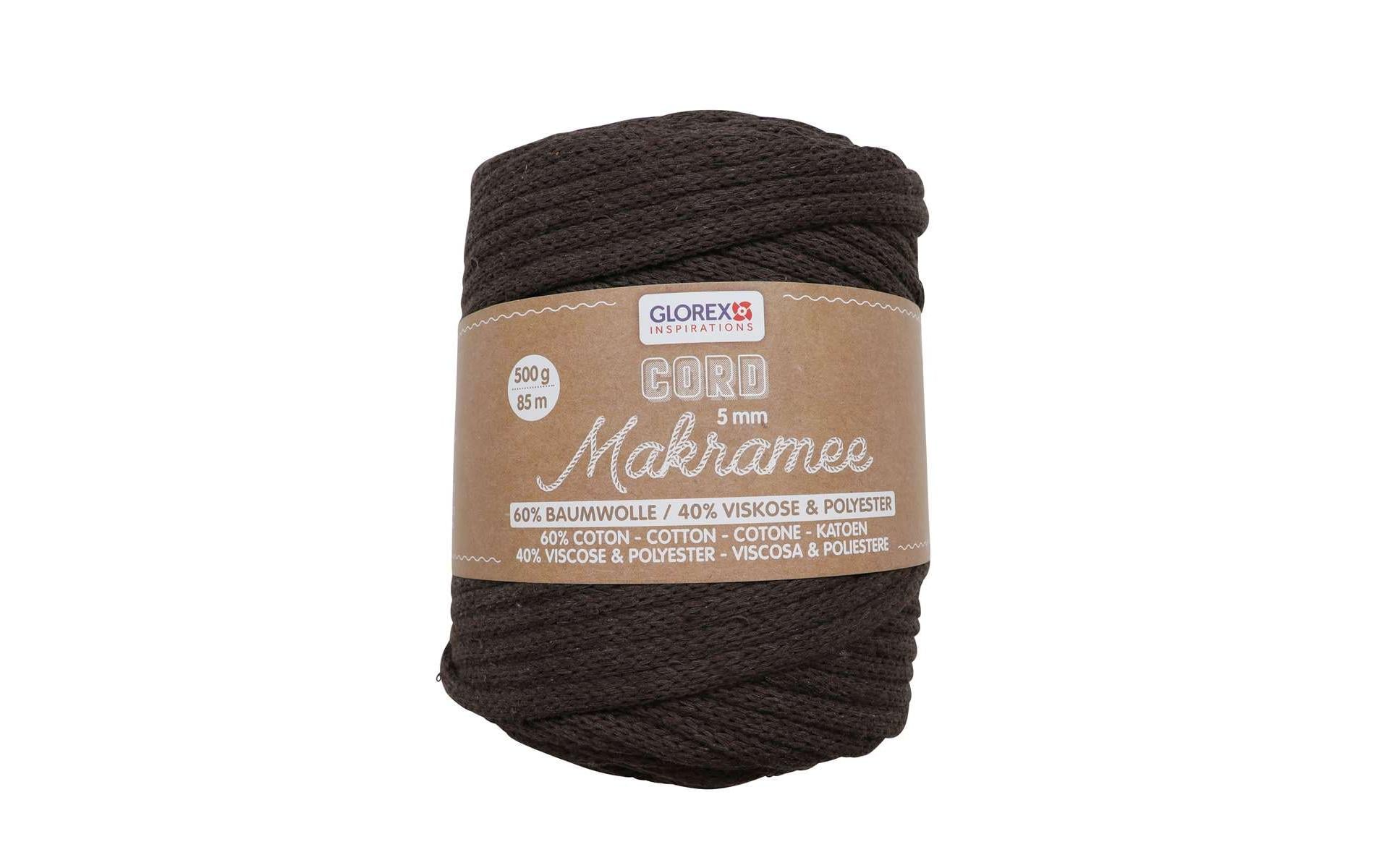 Glorex Wolle Makramee Cord gewebt 5 mm, 500 g, Braun