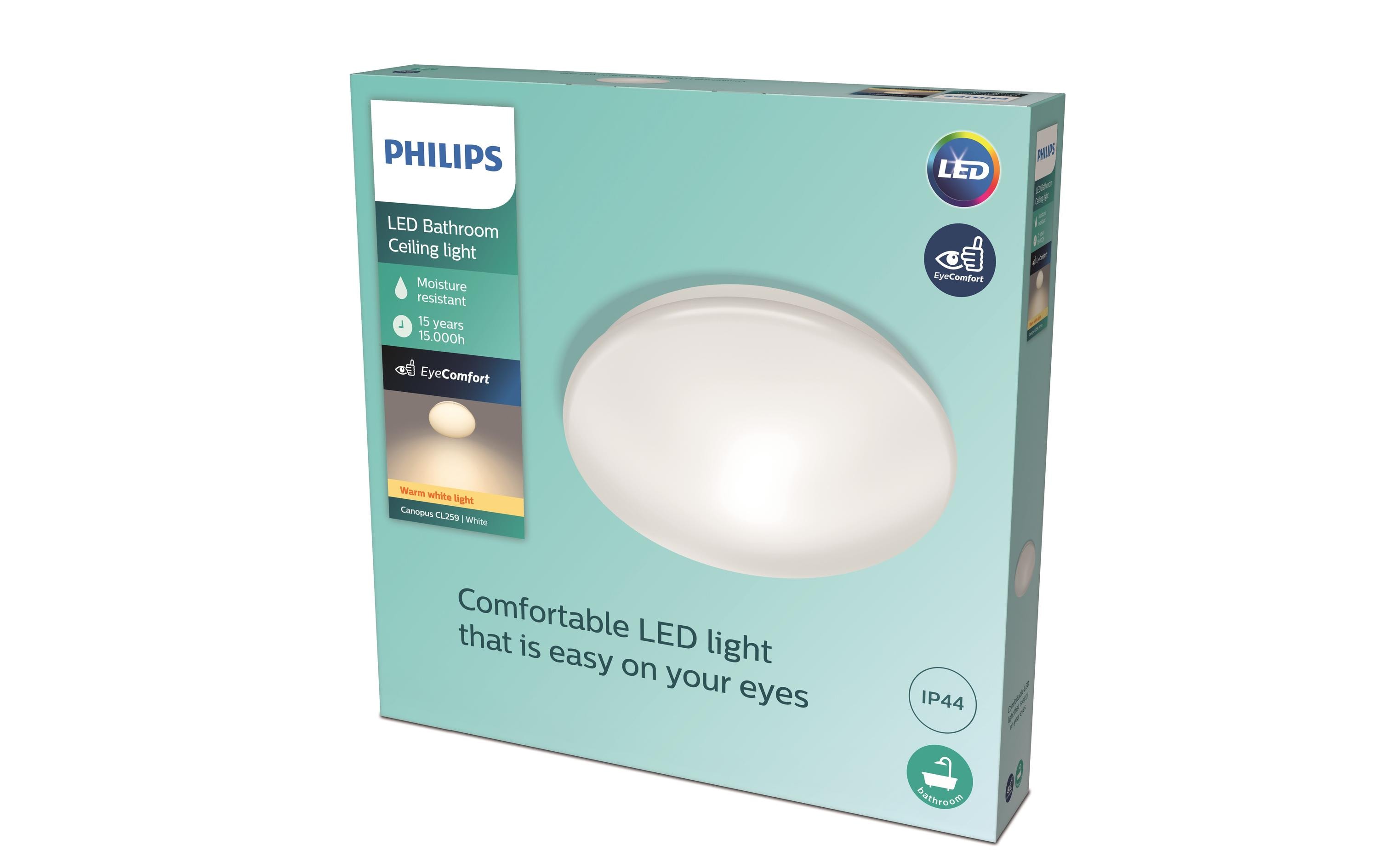 Philips Deckenleuchte Canopus, 20W, 2700K, Weiss