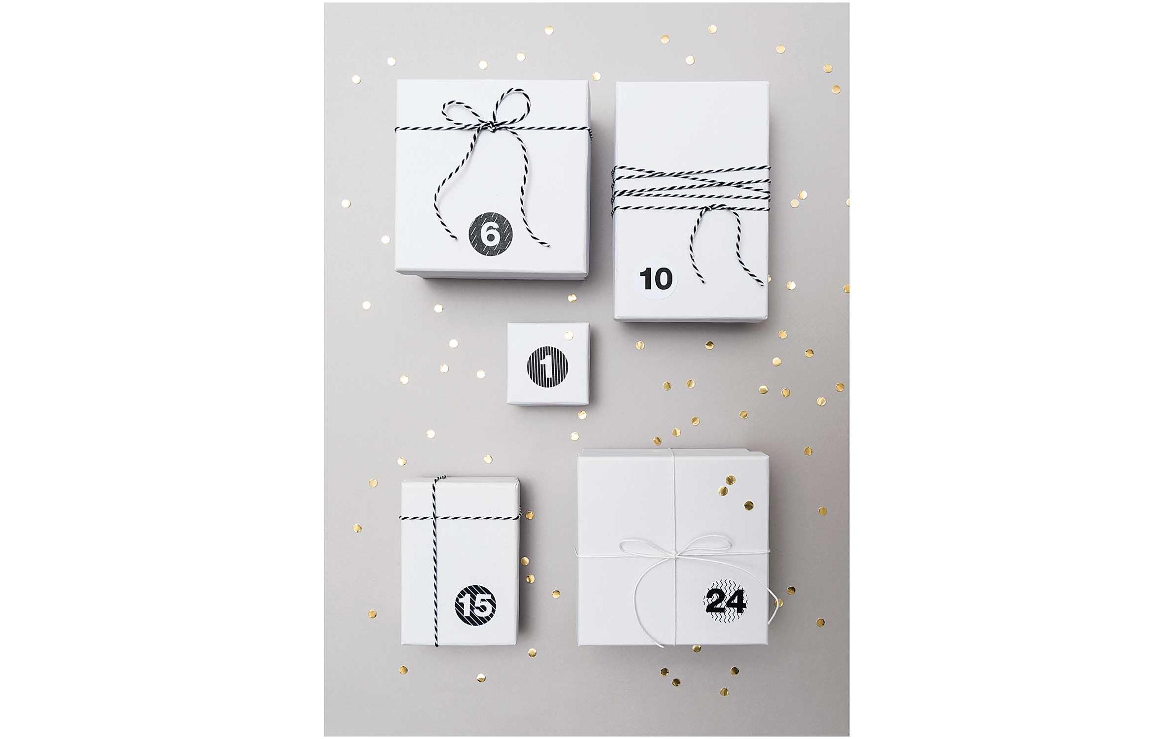 Rico Design Adventskalender-Zahlen Sticker Schwarz/Weiss, 4 Blatt