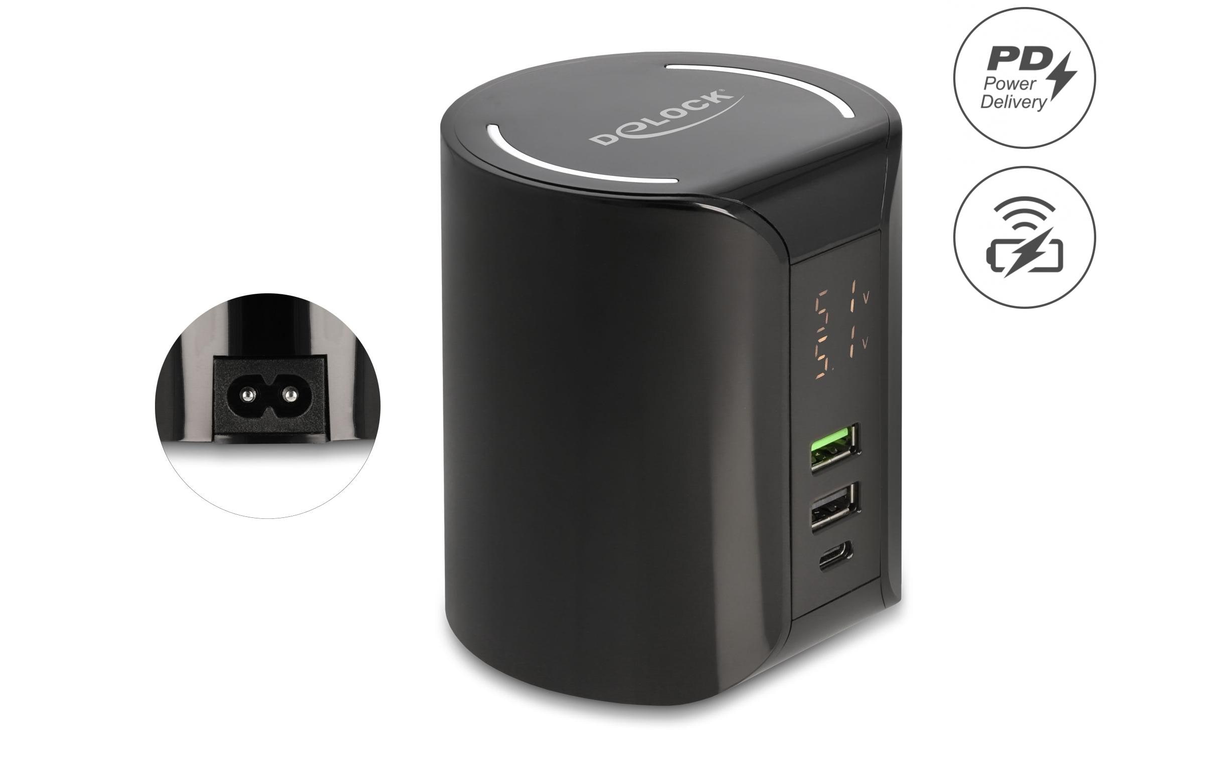 Delock Ladestation 1x USB Type-C, 2x USB Type-A mit Wireless