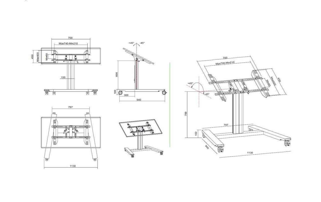 Multibrackets TV-Trolley Stand 80 HD Silber