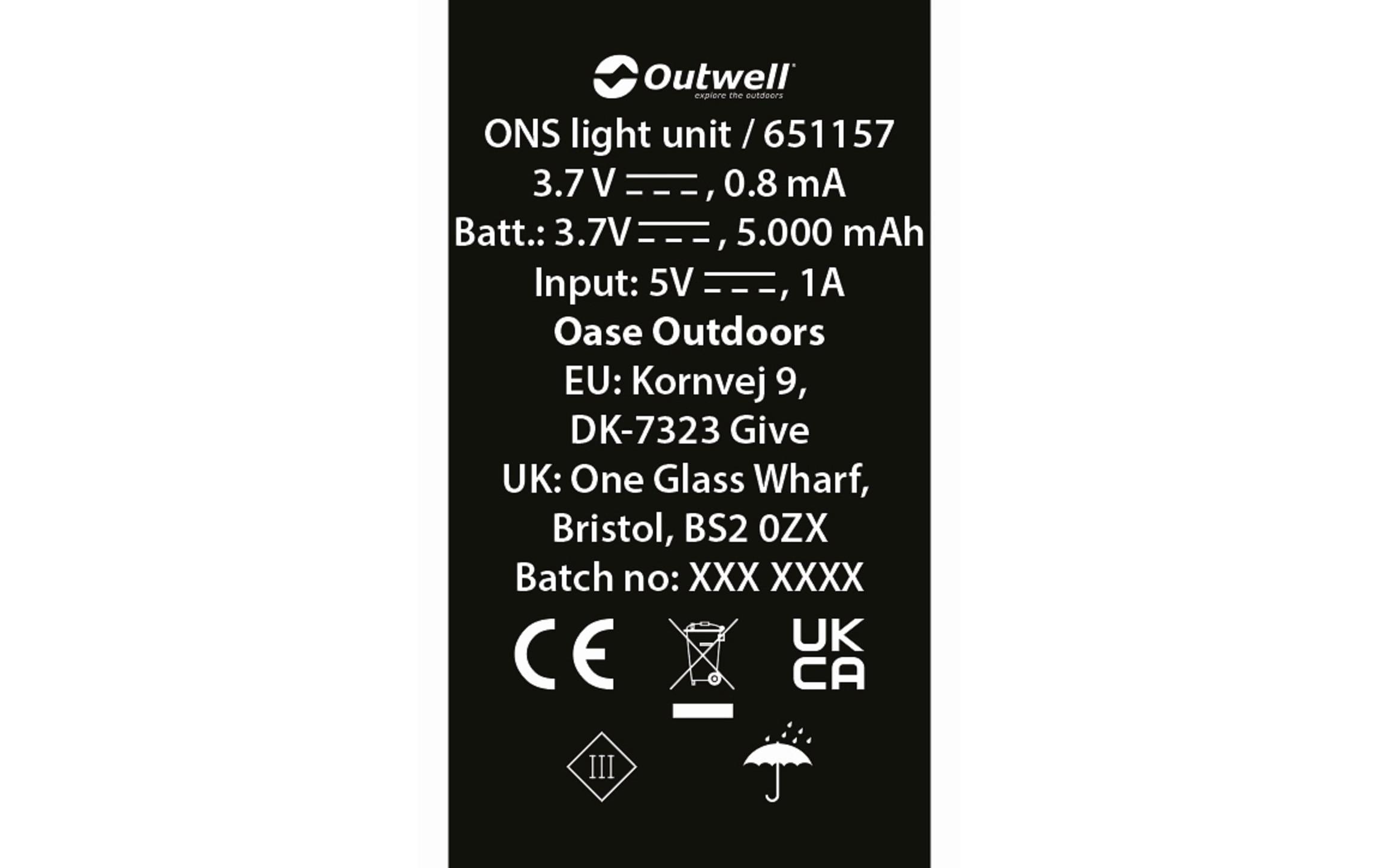 Outwell ONS-Leuchteinheitenset Hell, Mittel und Gedimmt