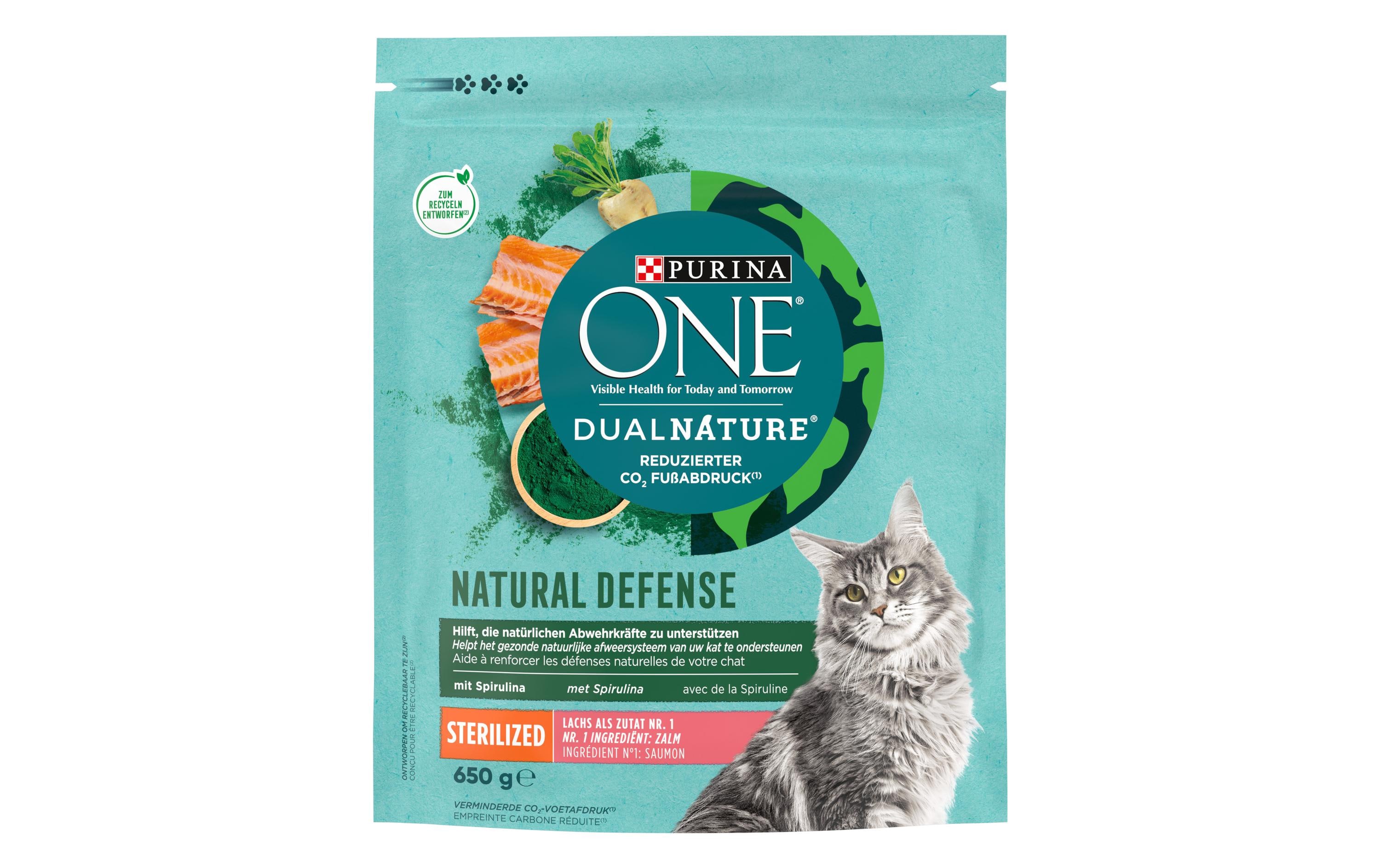 Purina ONE Trockenfutter Dual Nature Sterilised Lachs&Spirulina, 650g