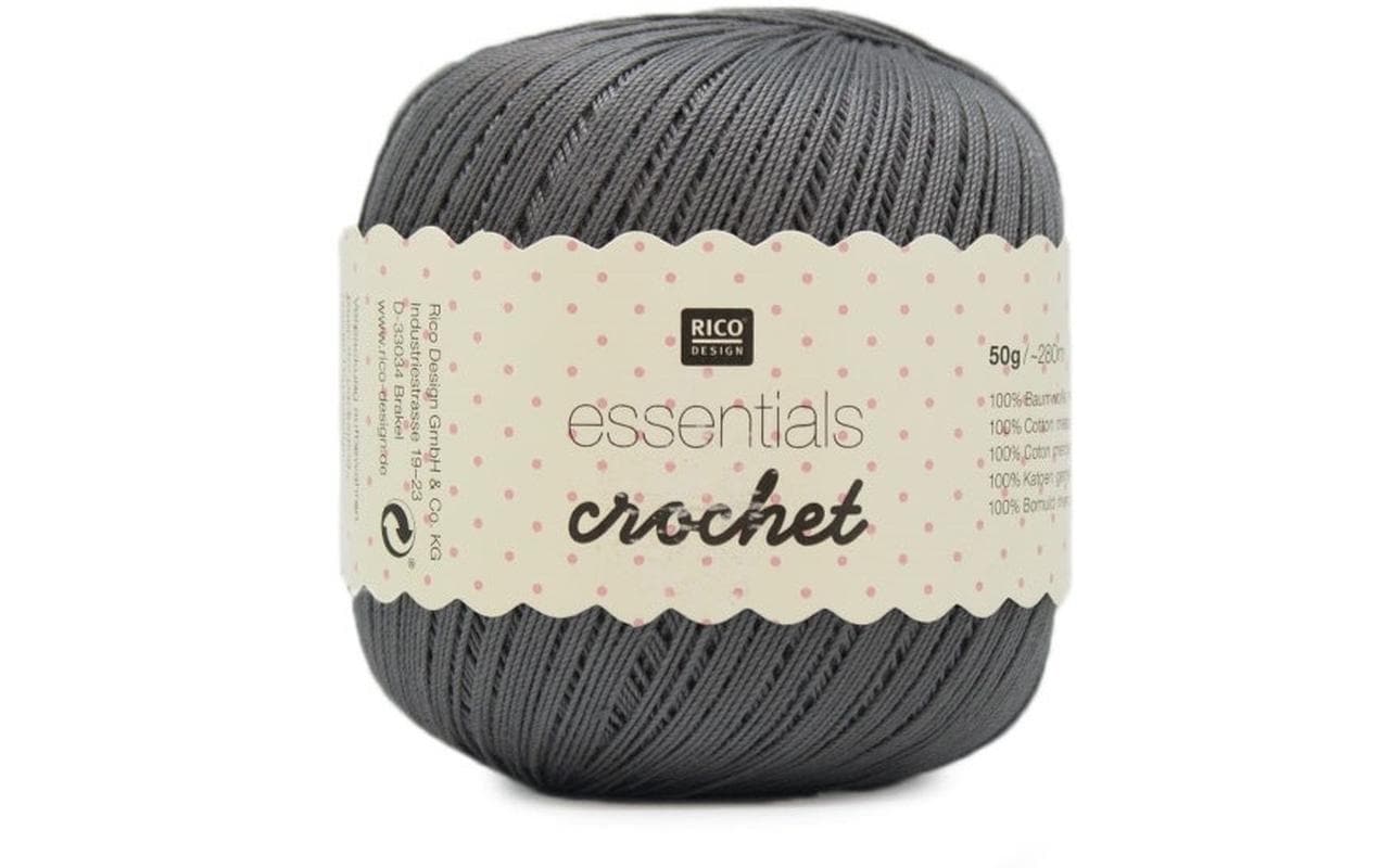 Rico Design Häkel- und Strickgarn Essentials Crochet 50 g, Grau