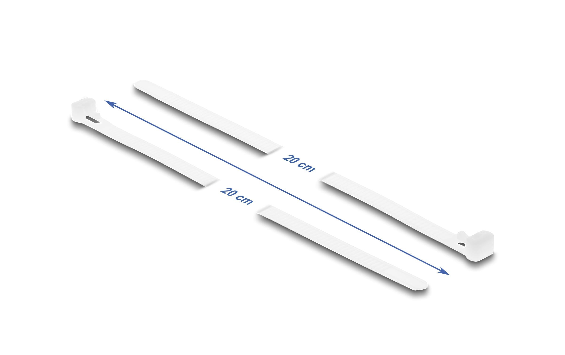 Delock Kabelbinder Weiss 200 mm x 7.2 mm, 100 Stück