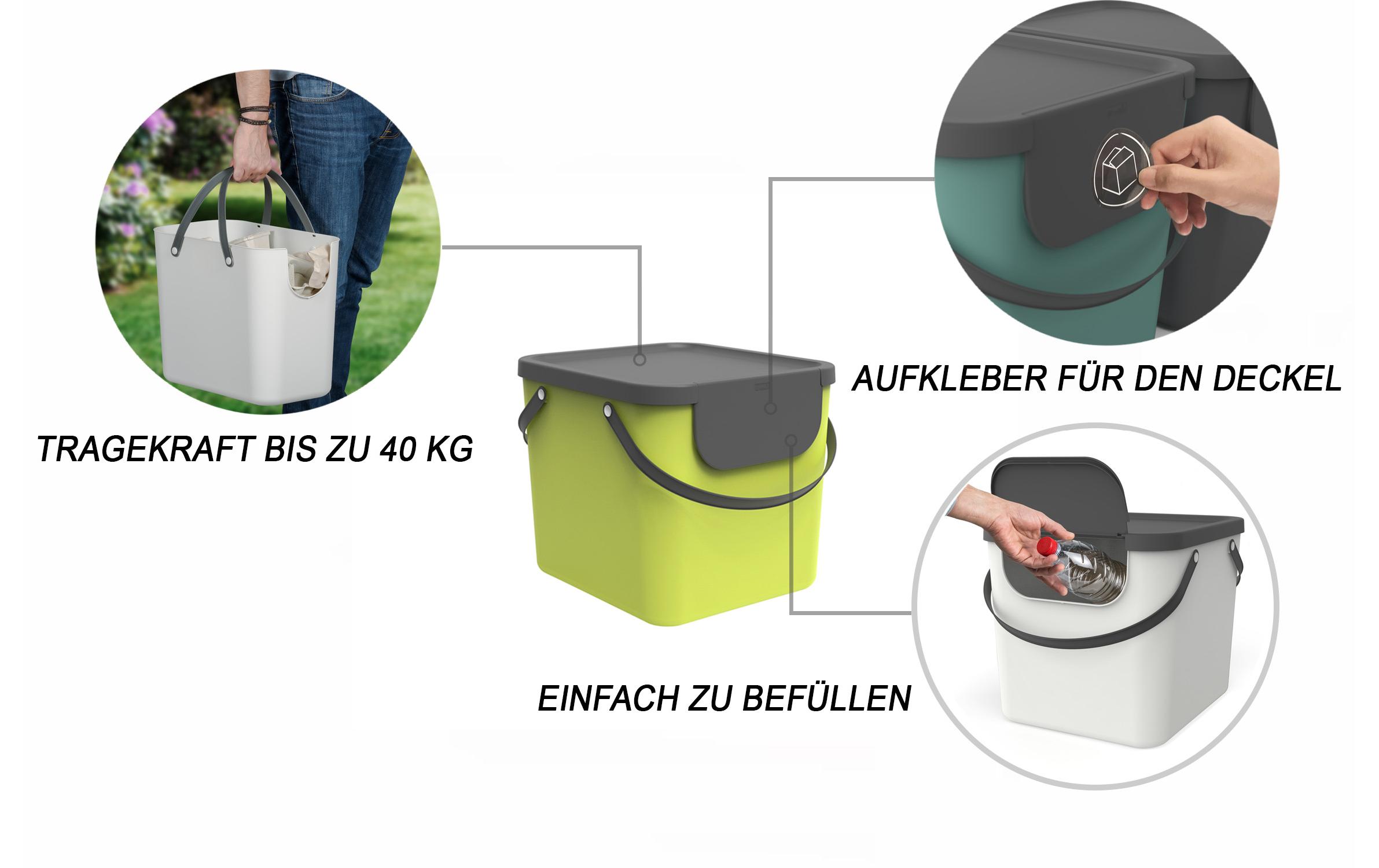 Rotho Recyclingbehälter Albula 40 l, Lime Grün