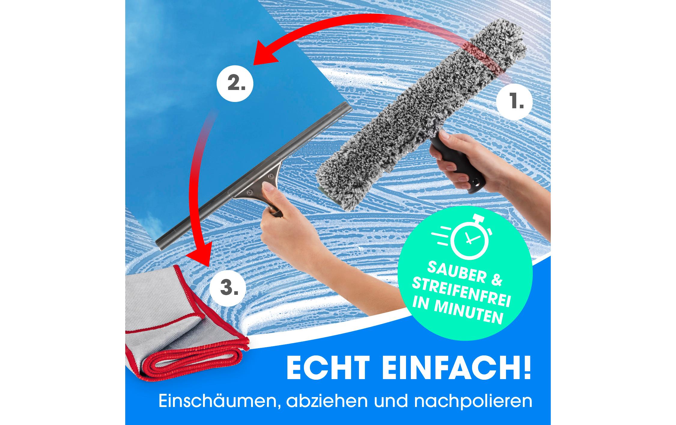 CLEANmaxx Fensterwischer 7-teilig, Grau/Rot