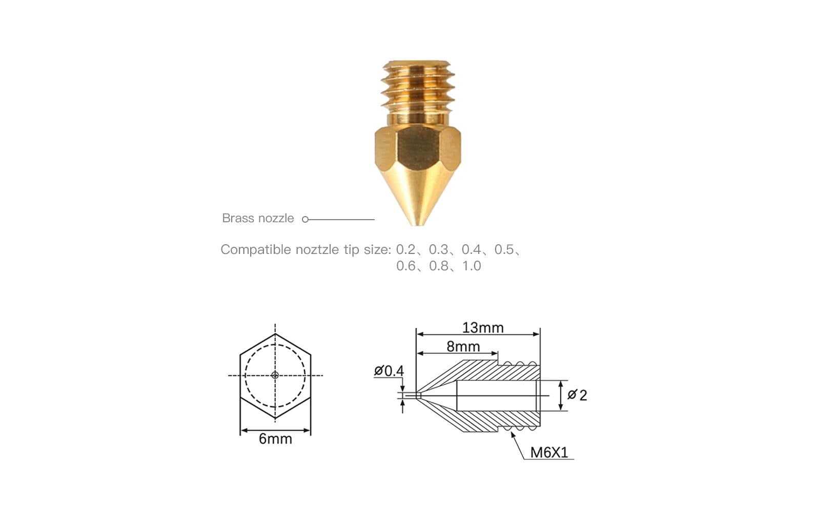 Creality Düsen-Set, Messing 0.2/0.3/0.4/0.5/0.6/0.8/1.0 mm, 24-Teilig