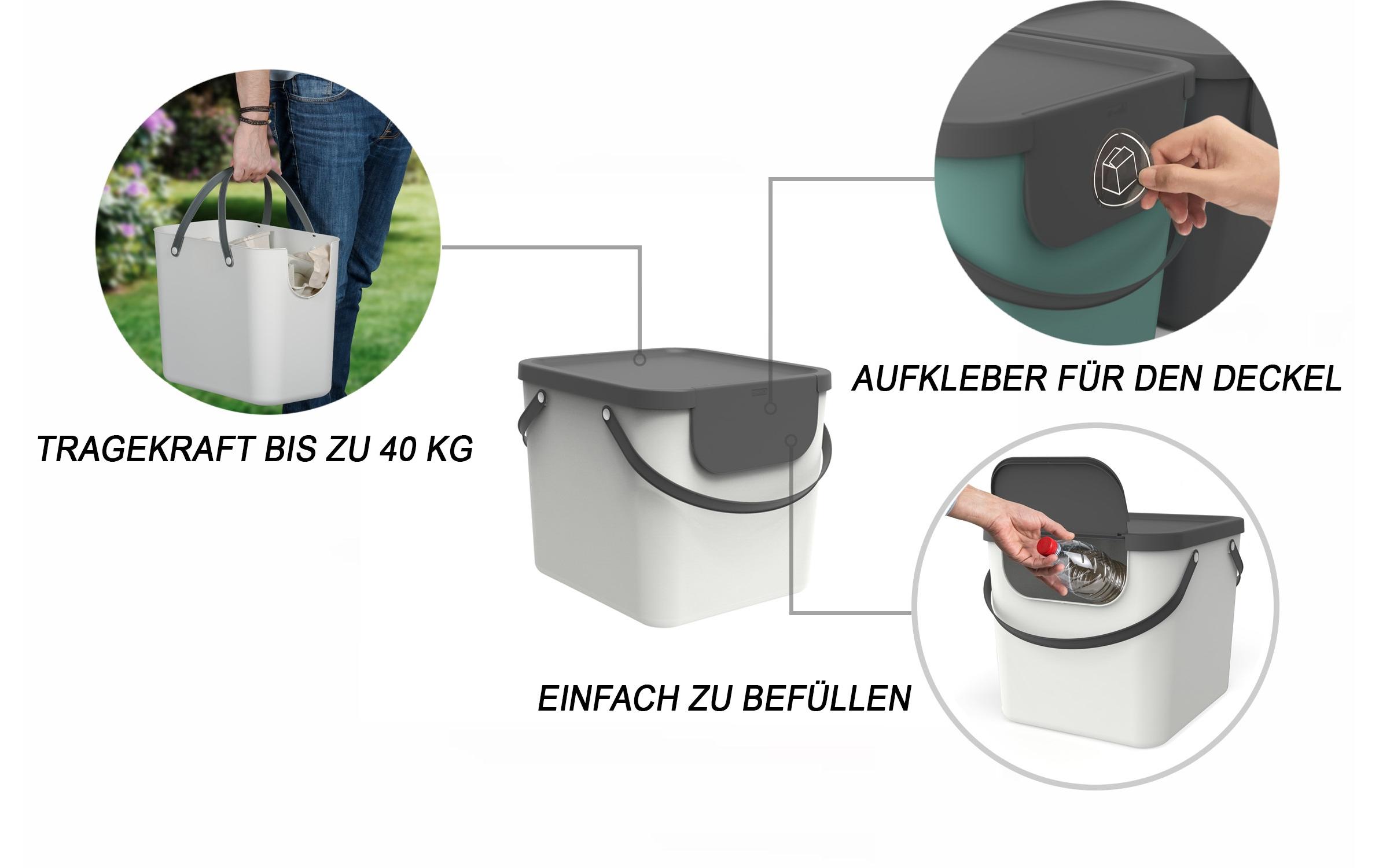 Rotho Recyclingbehälter Albula 40 l, Mistletoe Weiss