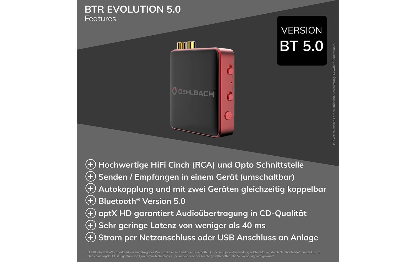 Oehlbach Bluetooth Adapter BTR Evolution 5.0 Rot