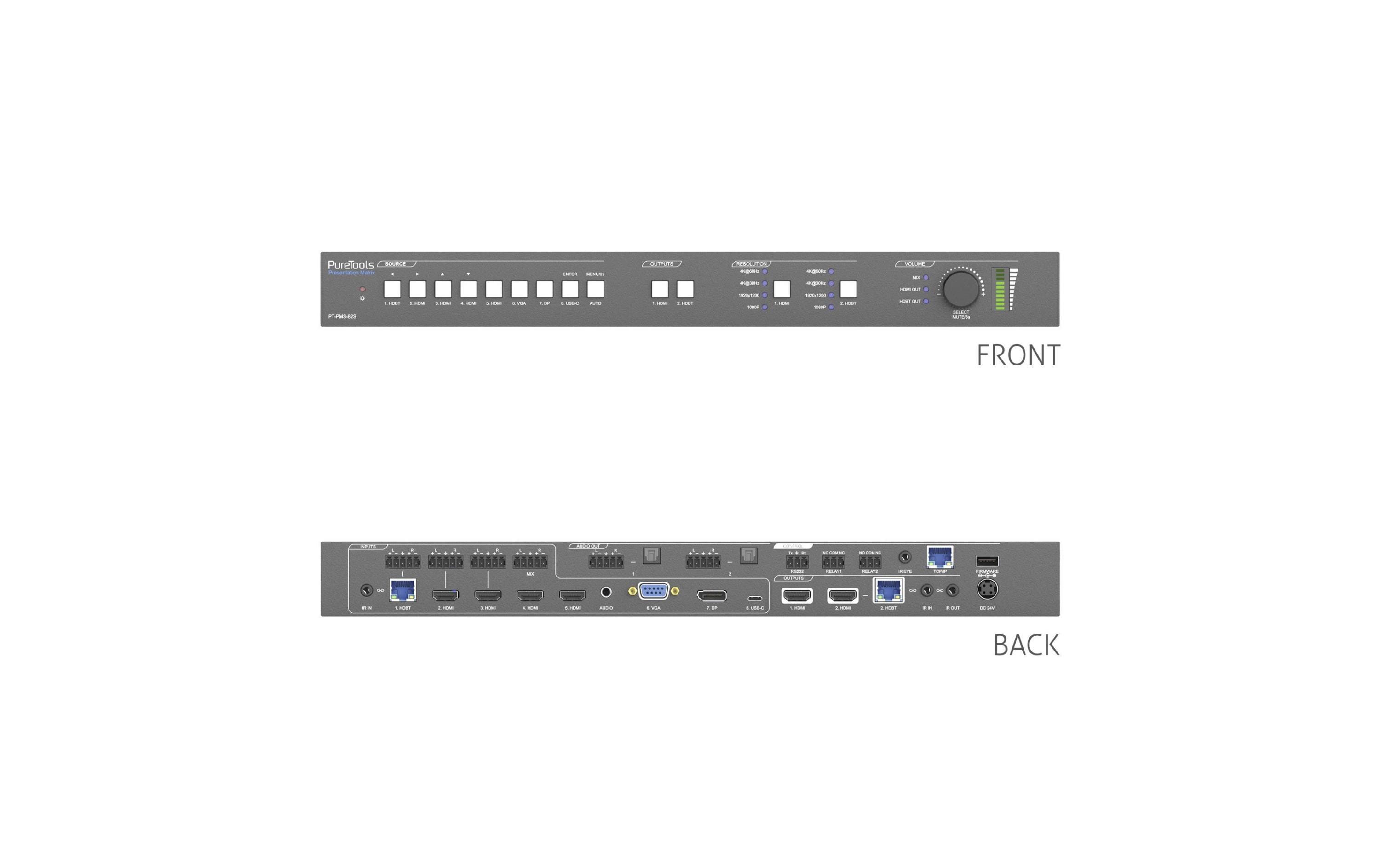 PureTools Matrix Switcher PT-PMS-82S Multiformat HDBaseT