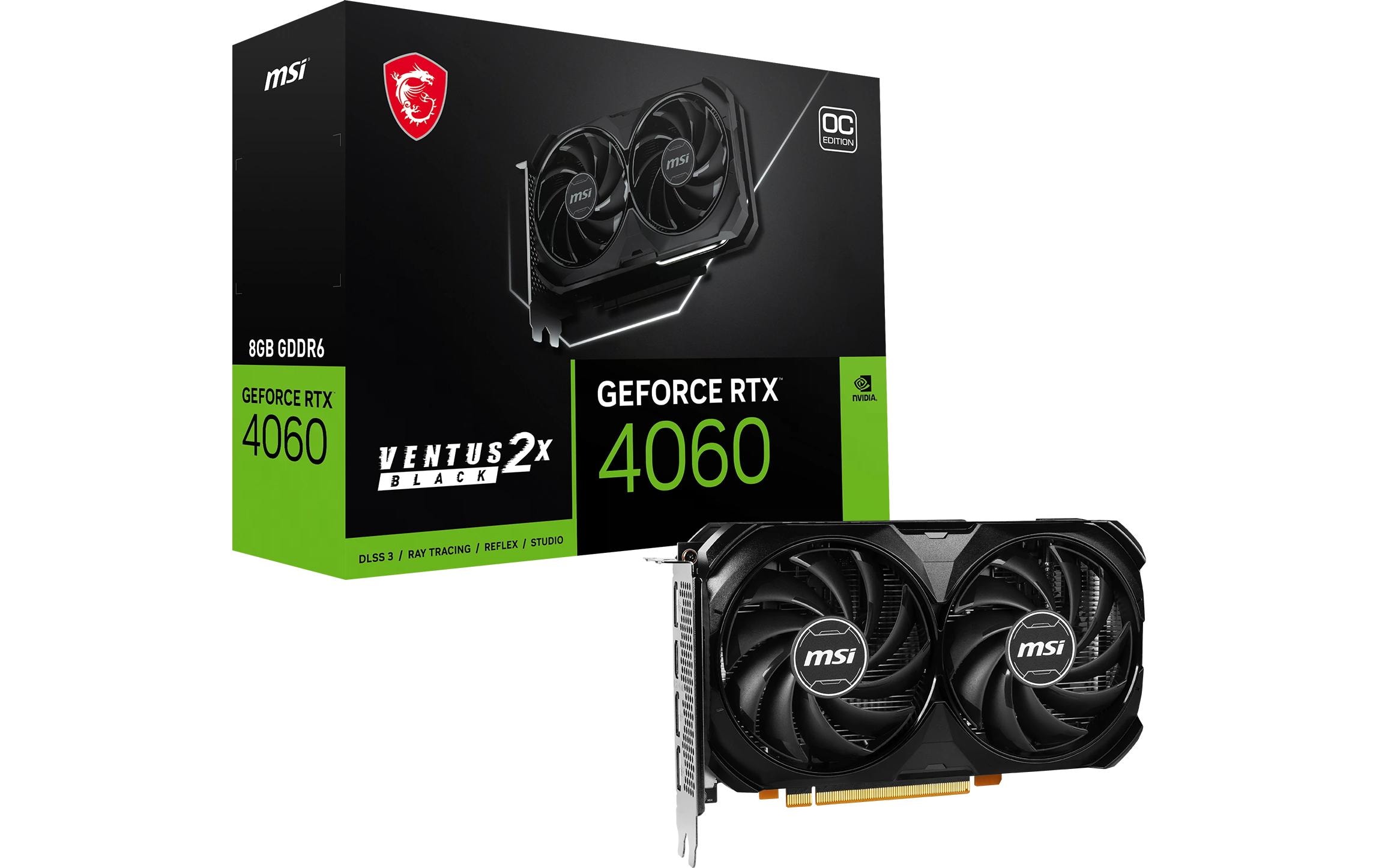 MSI Grafikkarte GeForce RTX 4060 Ventus 2X Black OC 8 GB