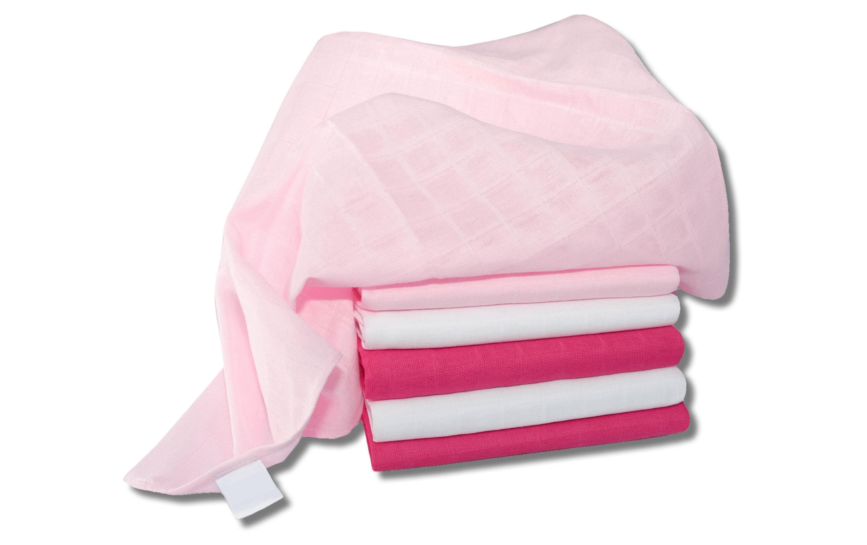 MAKIAN Mulltuch 6-er Set 70 x 70 cm Pink und Weiss uni