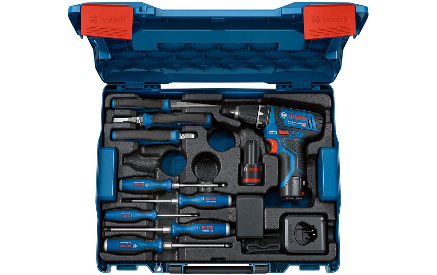 Bosch Professional Akku-Werkzeugset GSR 12 V-15