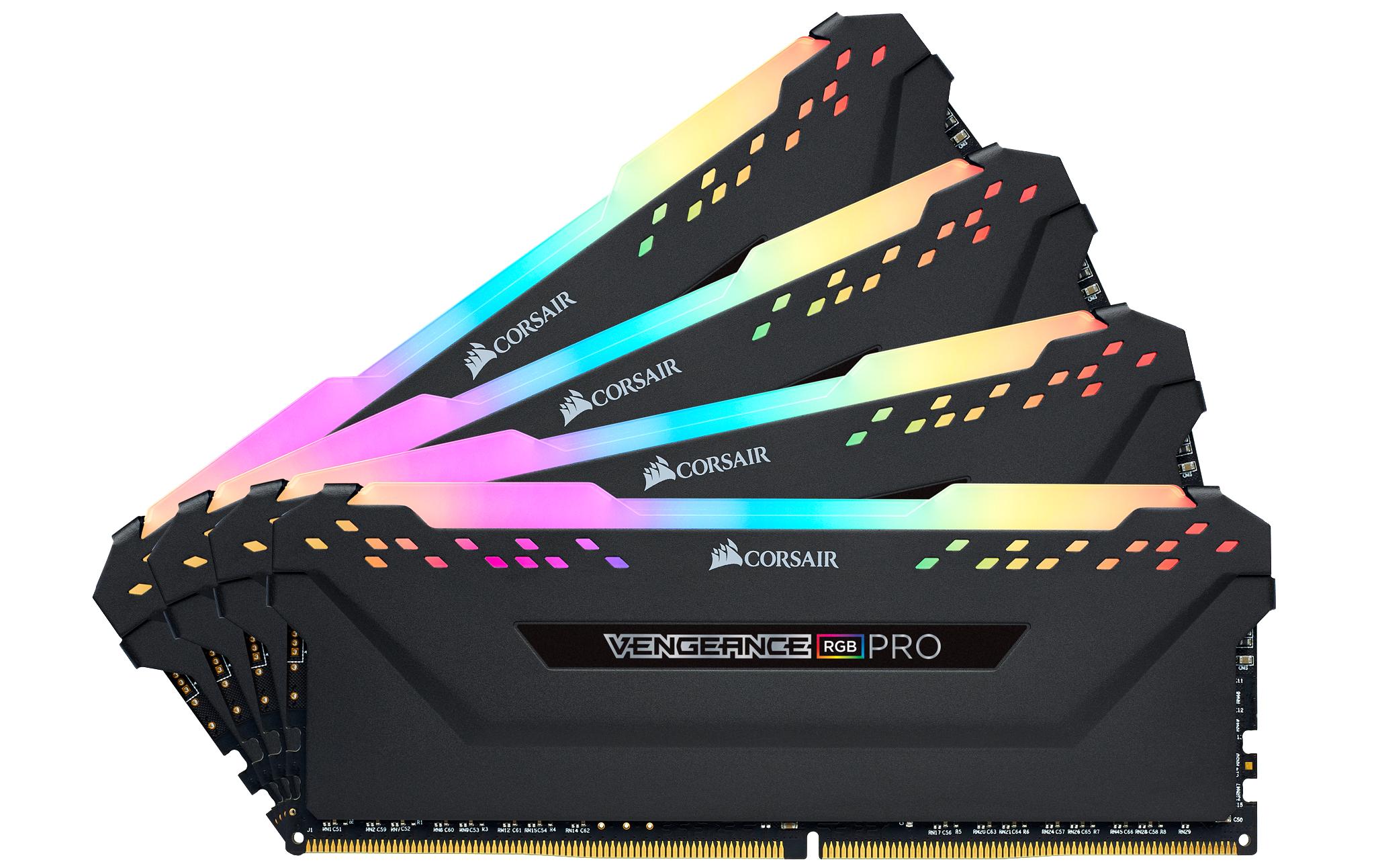 Corsair DDR4-RAM Vengeance RGB PRO Black iCUE 3000 MHz 4x 32 GB