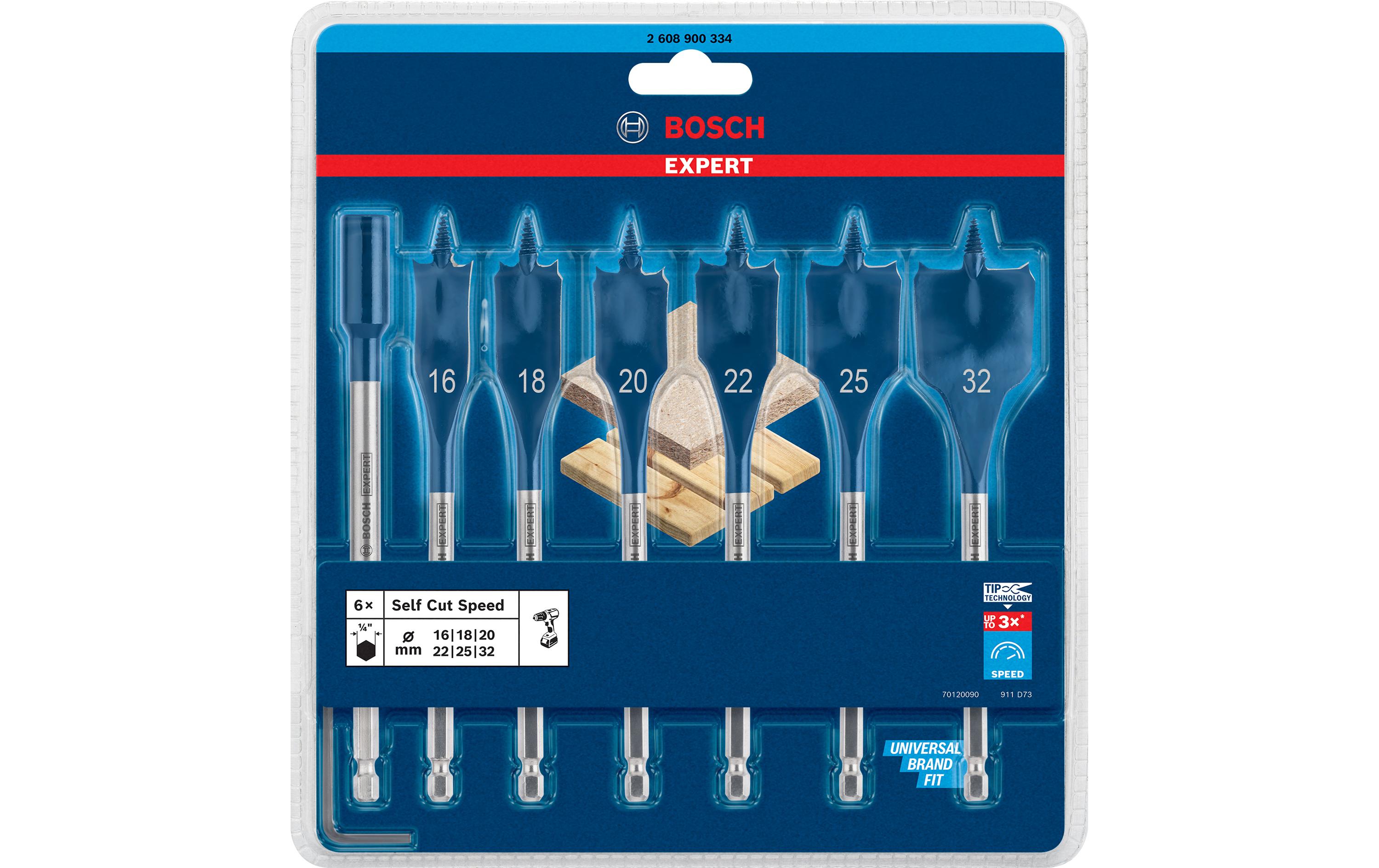 Bosch Professional Flachfräsbohrer-Set Expert Self Cut Speed, 7-teilig