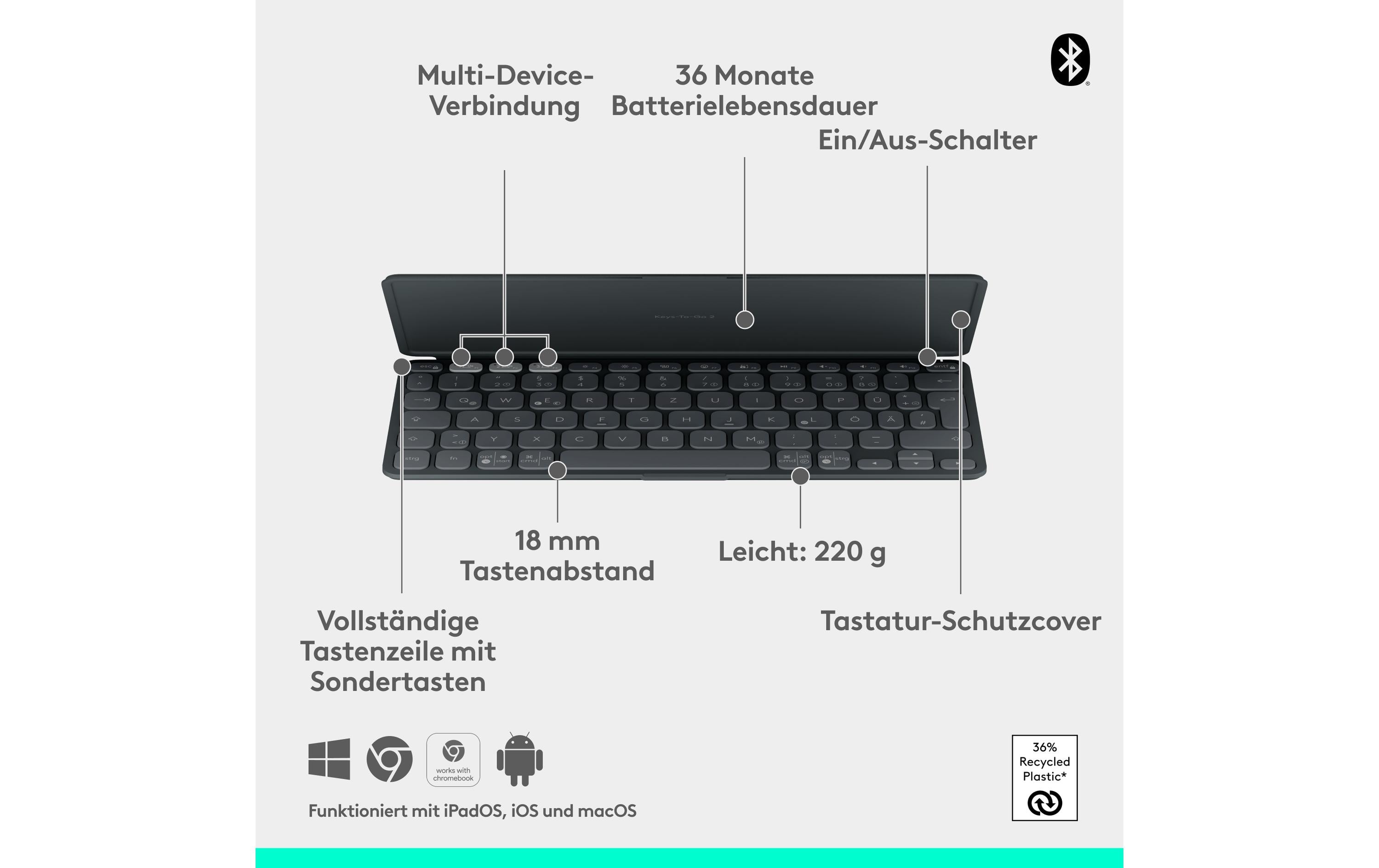 Logitech Tastatur Keys-To-Go 2 Graphite