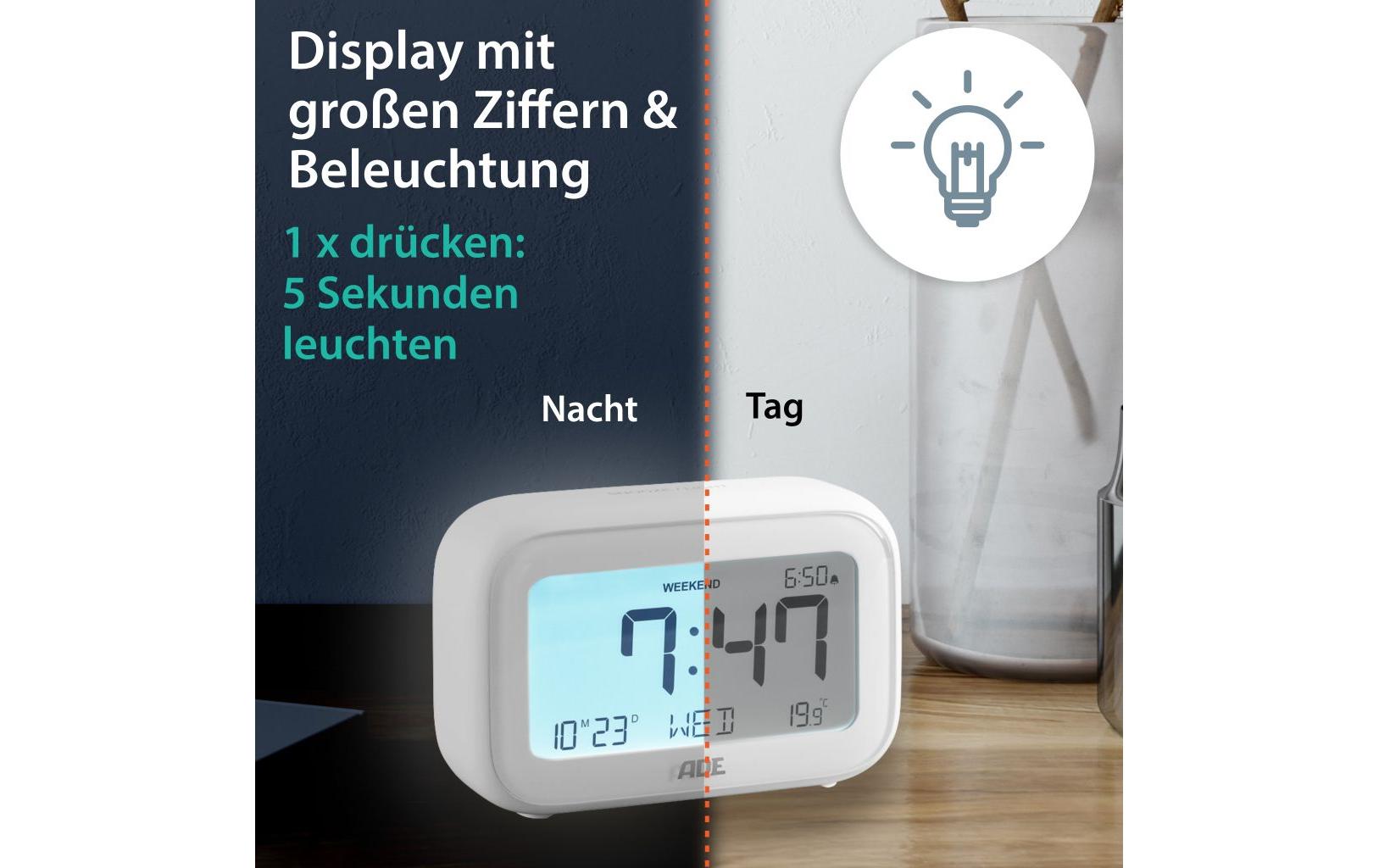 ADE Digitalwecker mit Temperaturanzeige