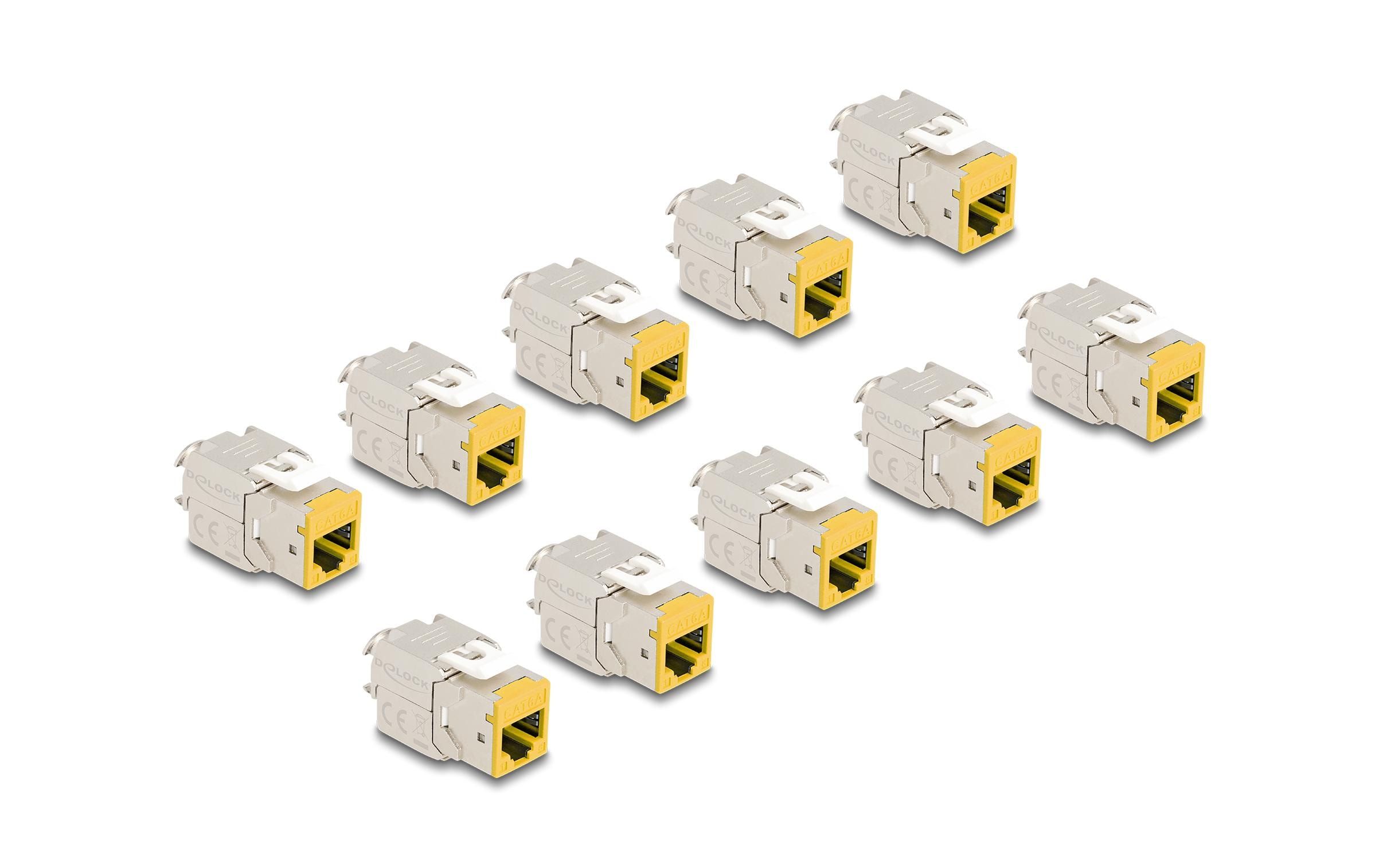 Delock Keystone-Modul RJ45 zu LSA Cat.6A Gelb, 10 Stück