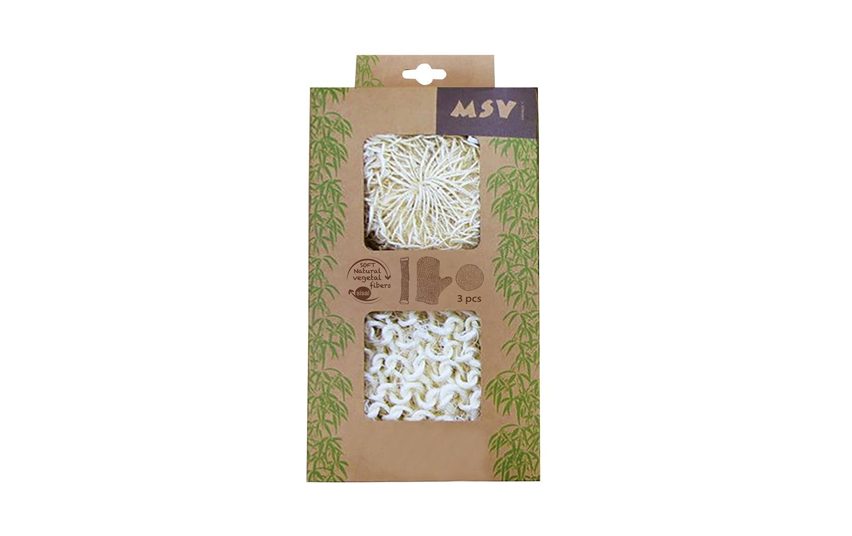 MSV Badeschwamm-Set aus Sisal, Weiss